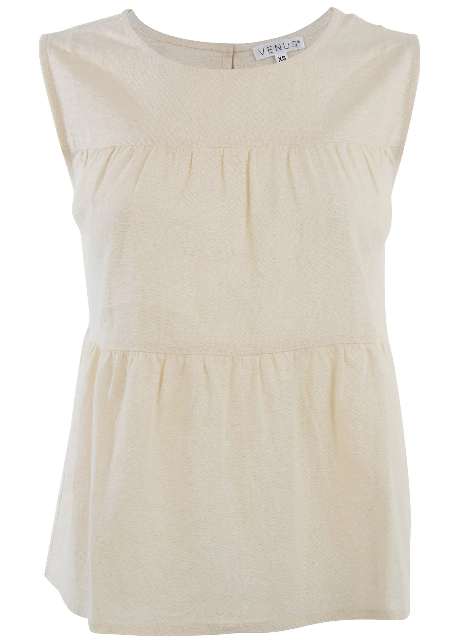 Linen Tiered Tank Top - Cream - Image 4