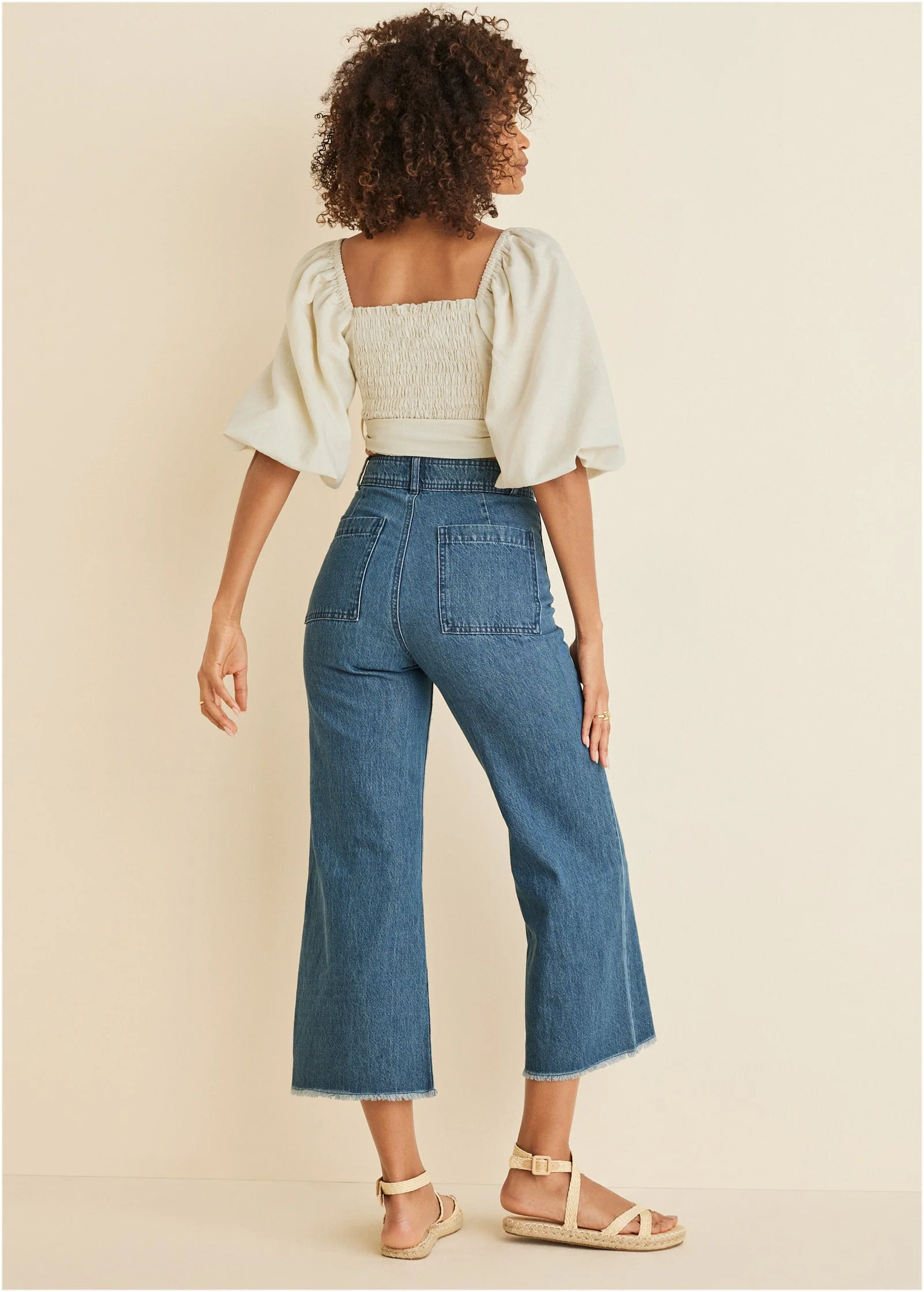Linen Wrap Top - Cream - Image 3