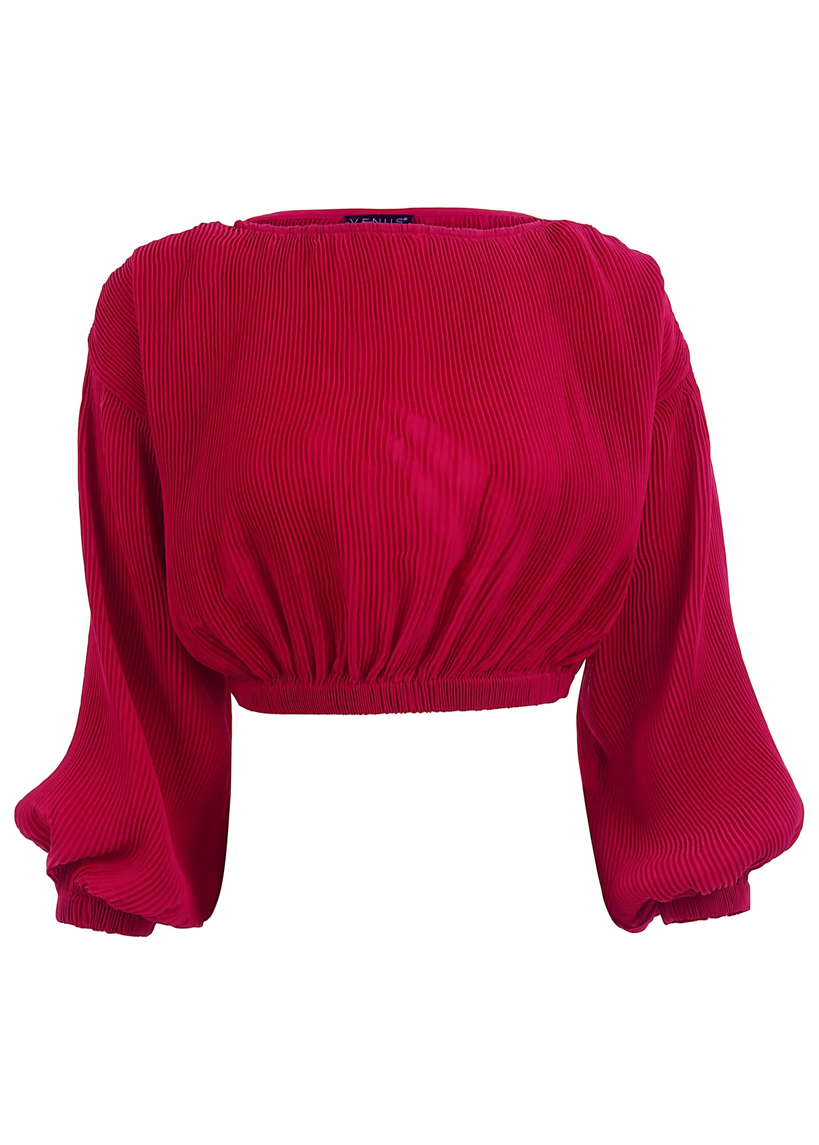 Plisse Billow Top - Red - Image 4
