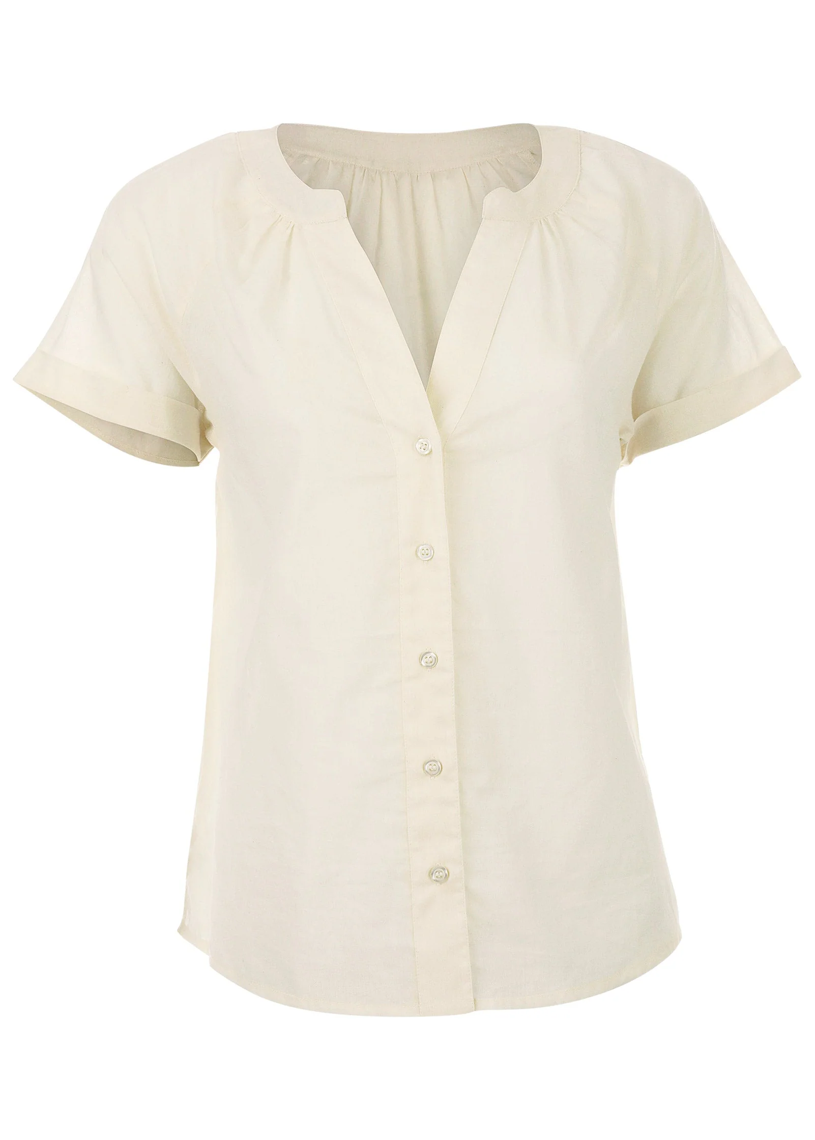 Short Sleeve Blouse - Cream - Image 3