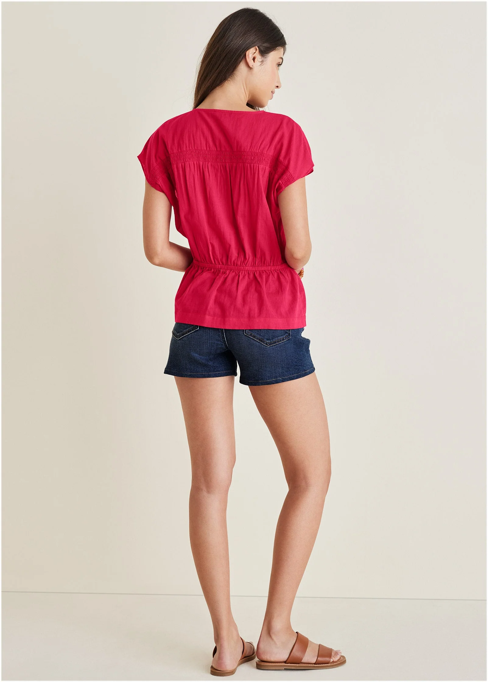 Adjustable Tie Front Top - Dark Pink - Image 2
