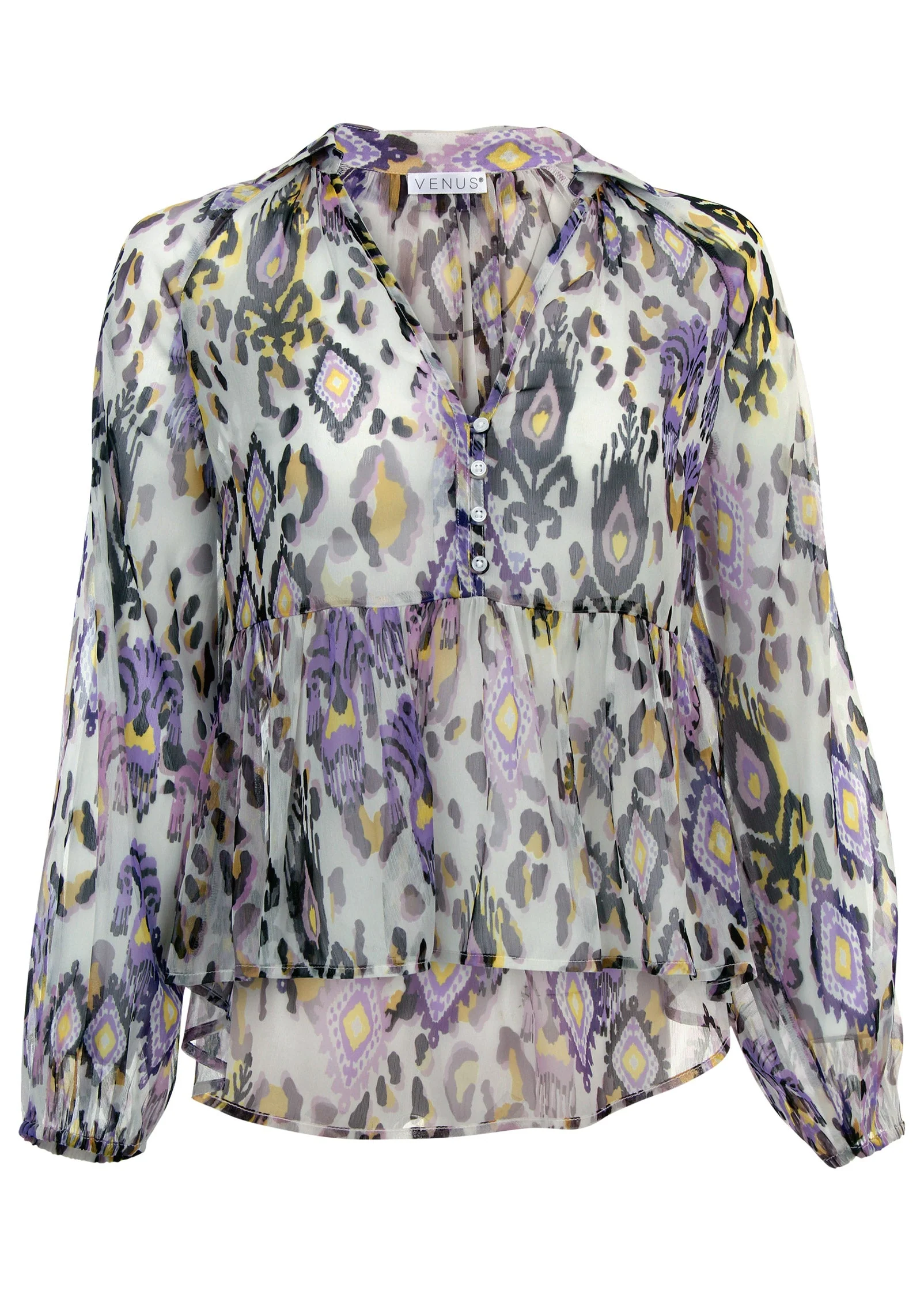 Chiffon Printed Blouse - Desert Ikat - Image 4
