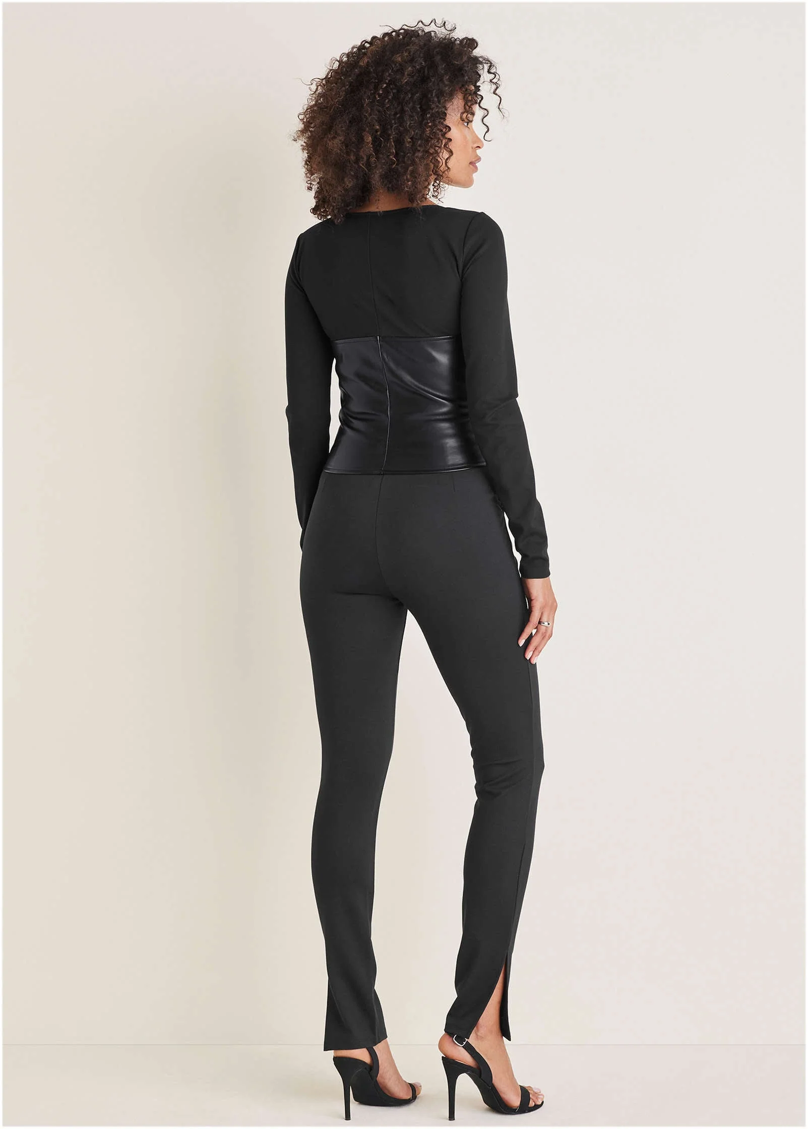 Faux Leather Corset Top - Jet Black - Image 3