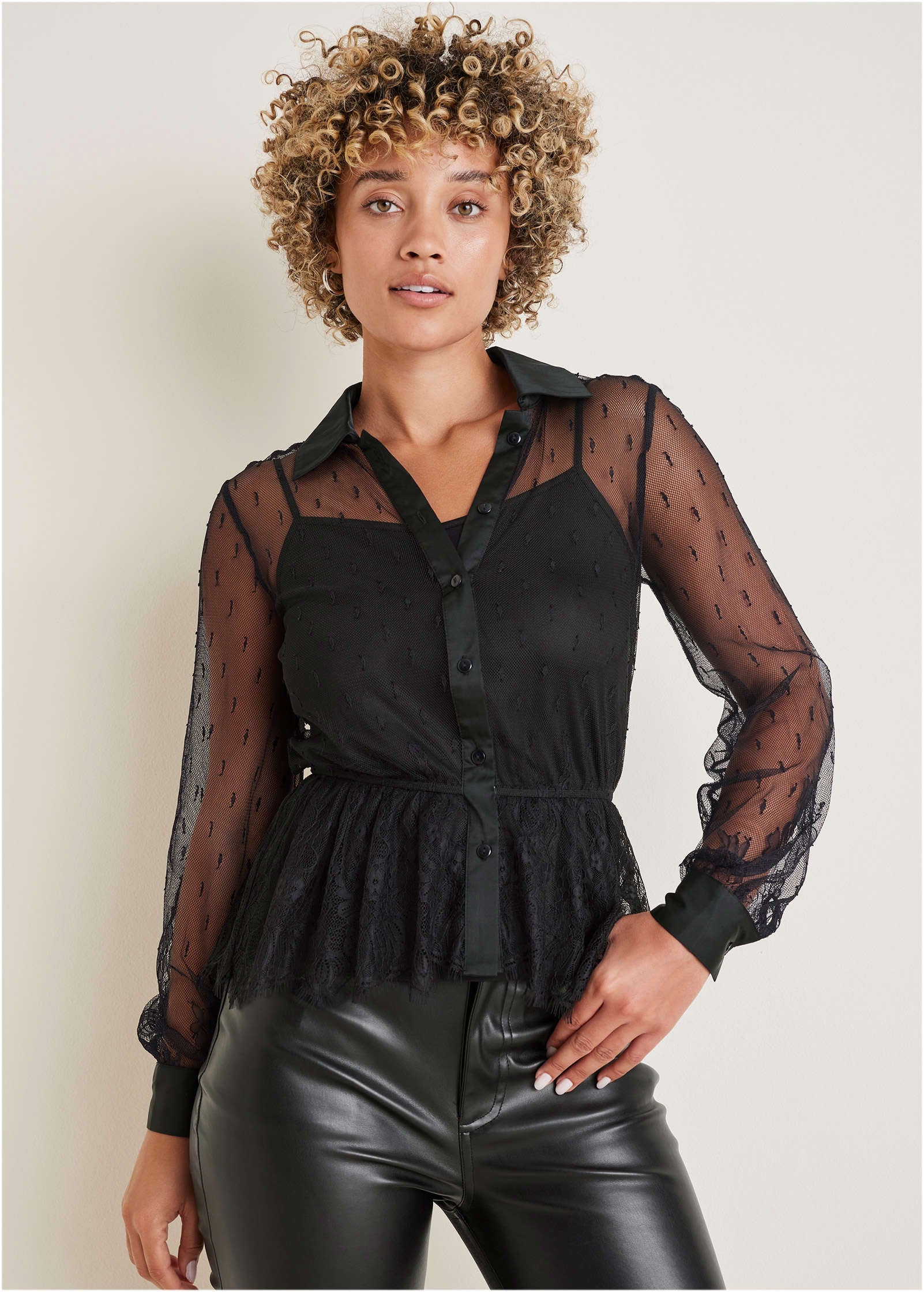 Sheer Lace Blouse - Jet Black