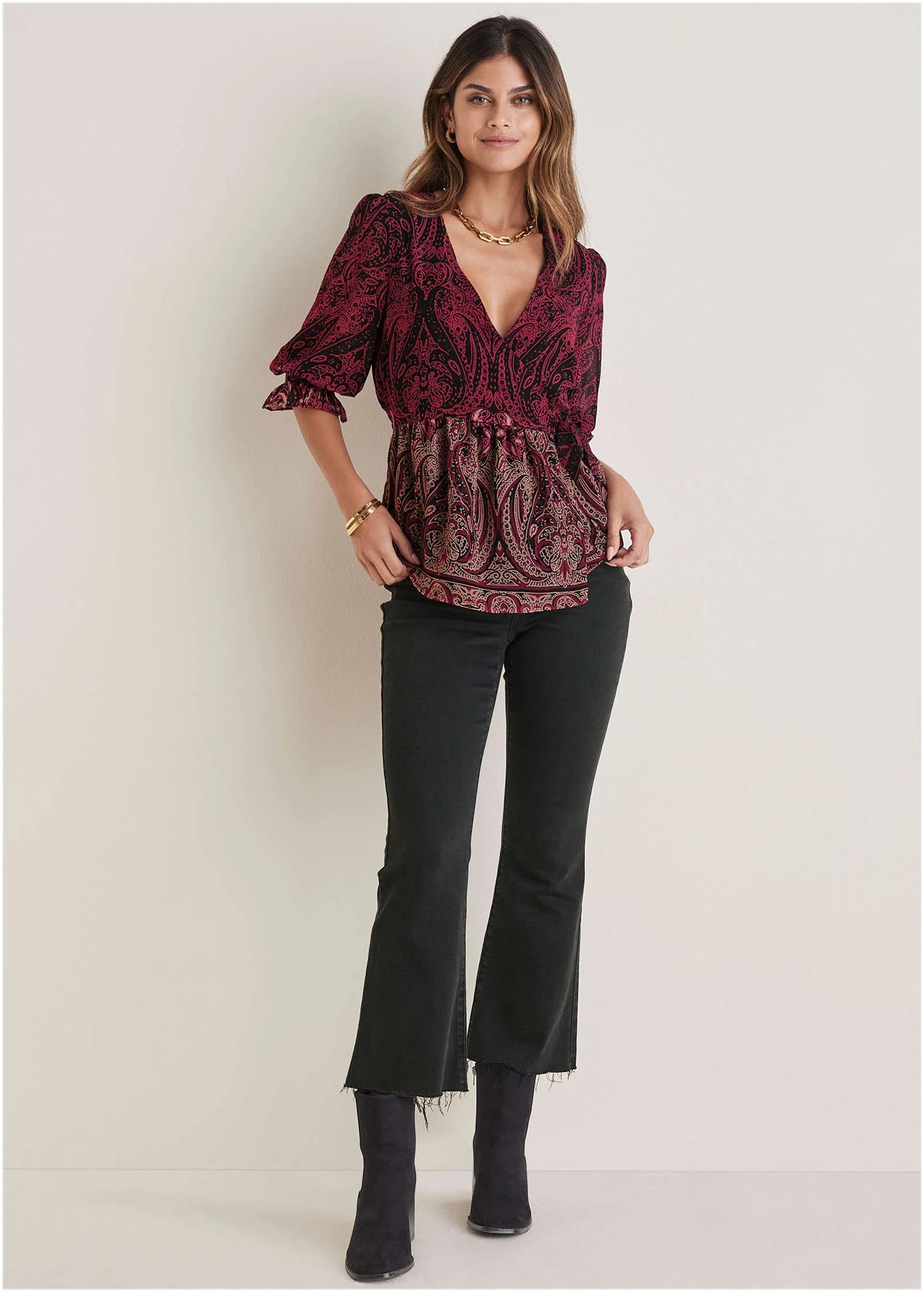 Wrap Tie Blouse - Bountiful Border - Image 3