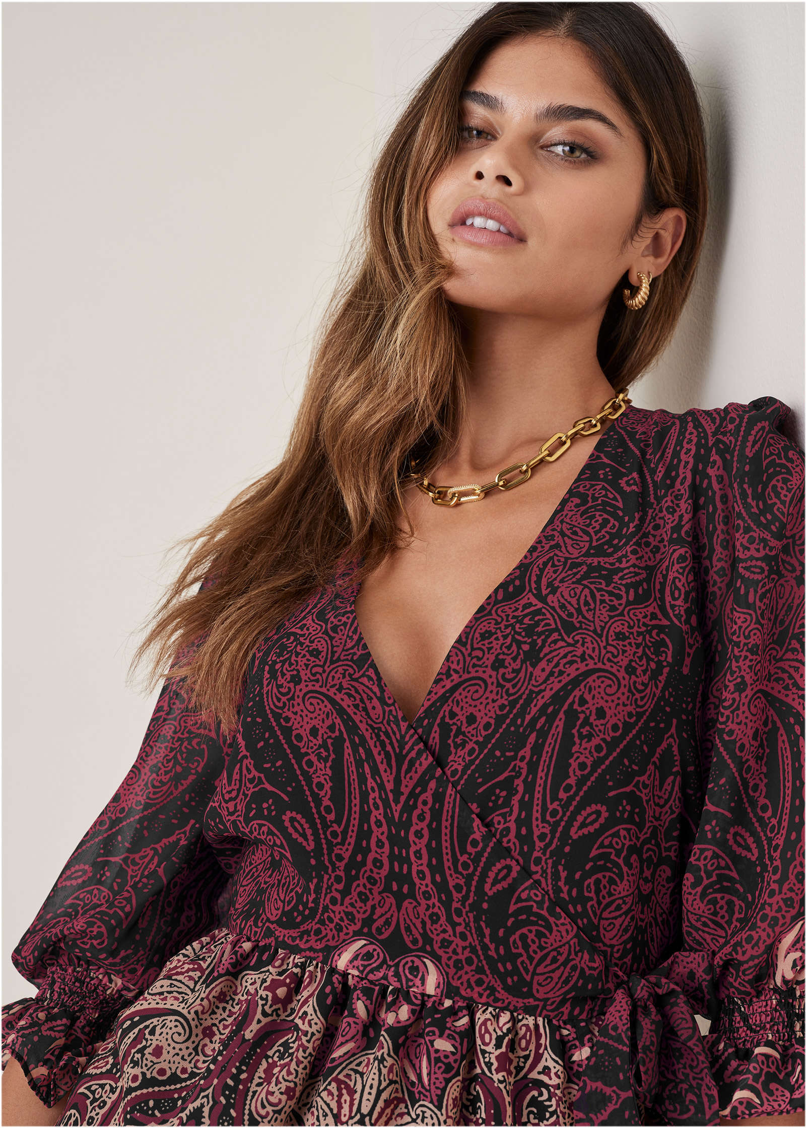 Wrap Tie Blouse - Bountiful Border - Image 4