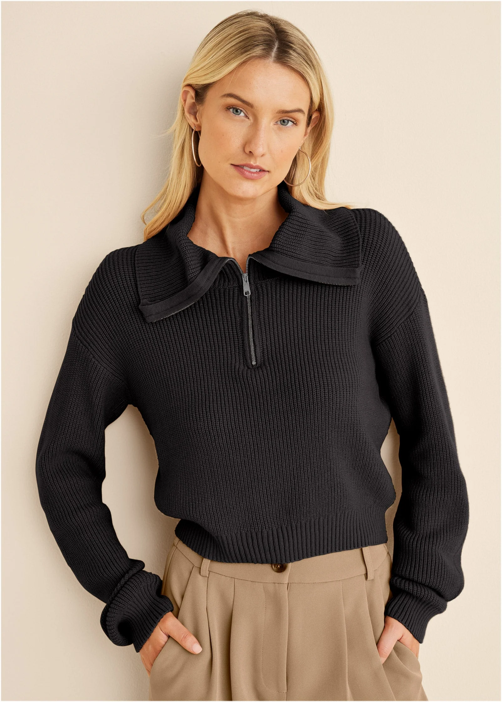 Quarter Zip Pullover - Jet Black - Image 2