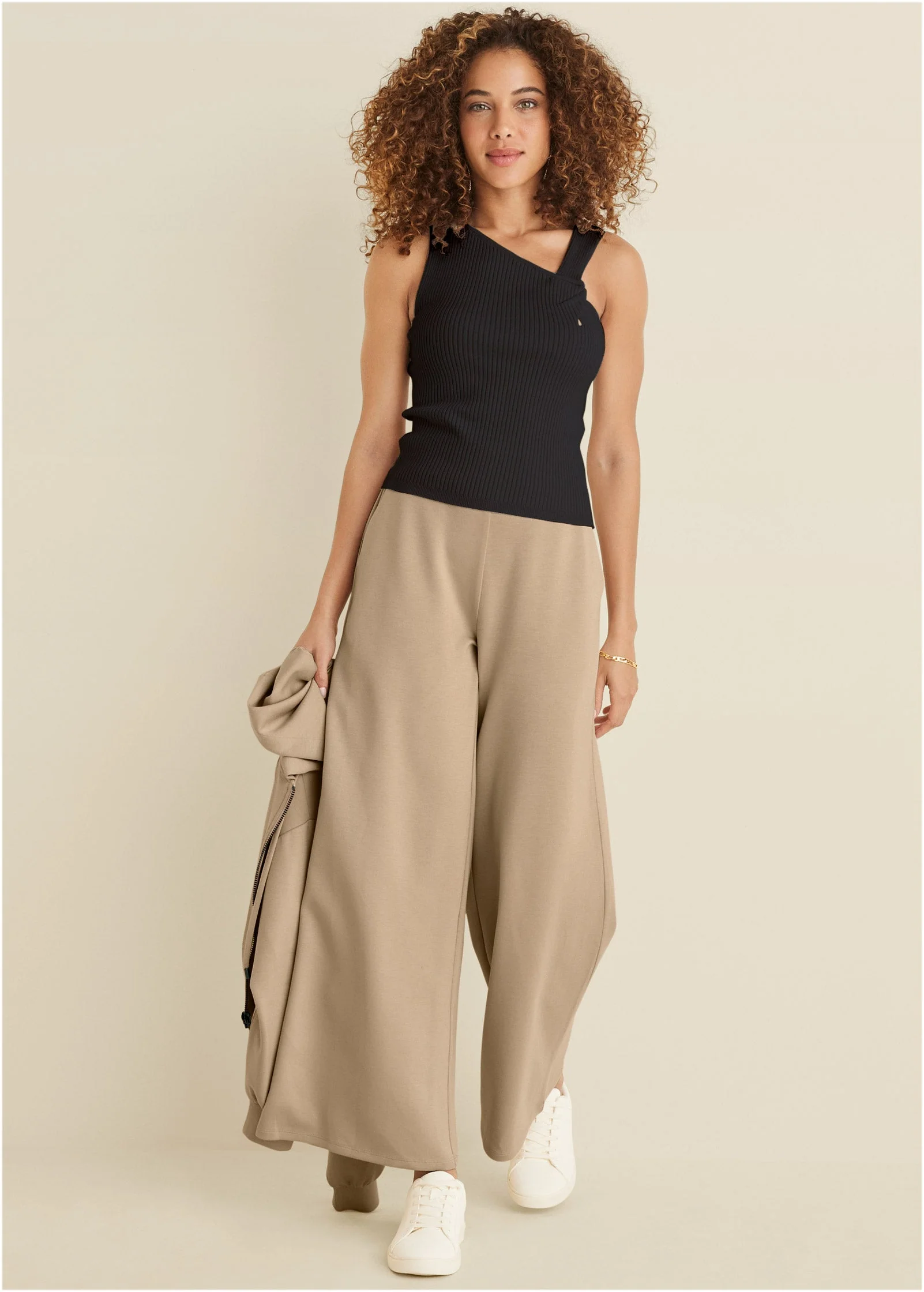 Twist Detail Sweater Tank - Jet Black - Image 2