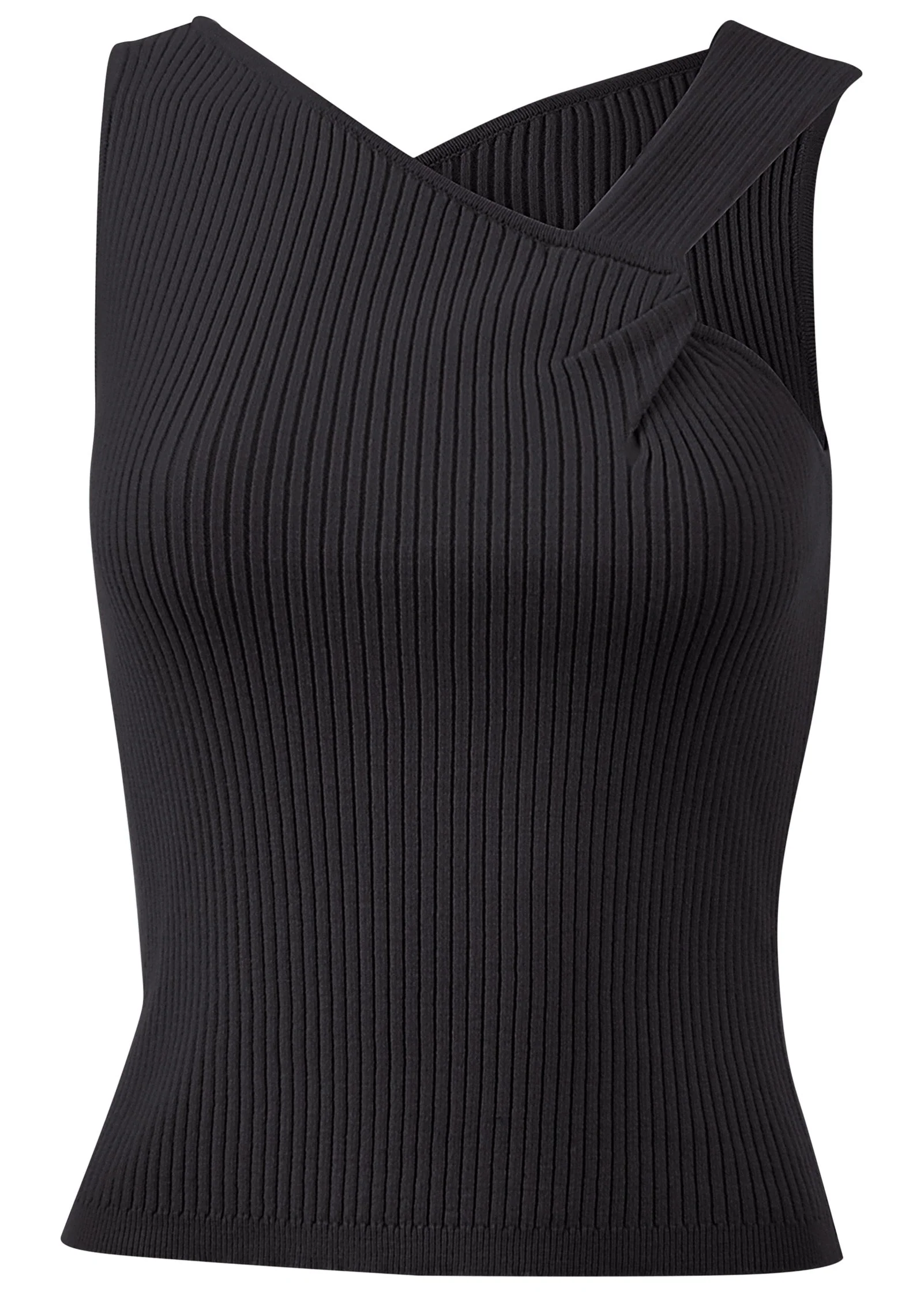 Twist Detail Sweater Tank - Jet Black - Image 4