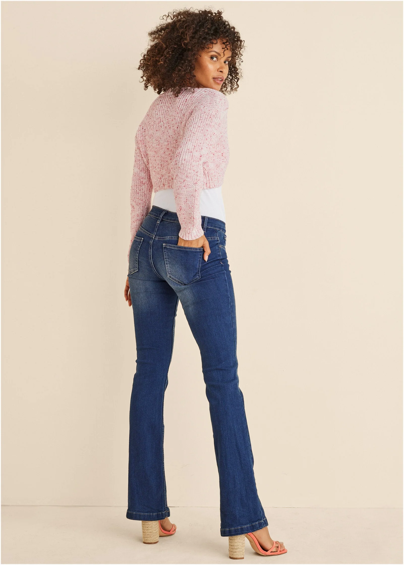 Marled Crop Cardigan - Coral - Image 3