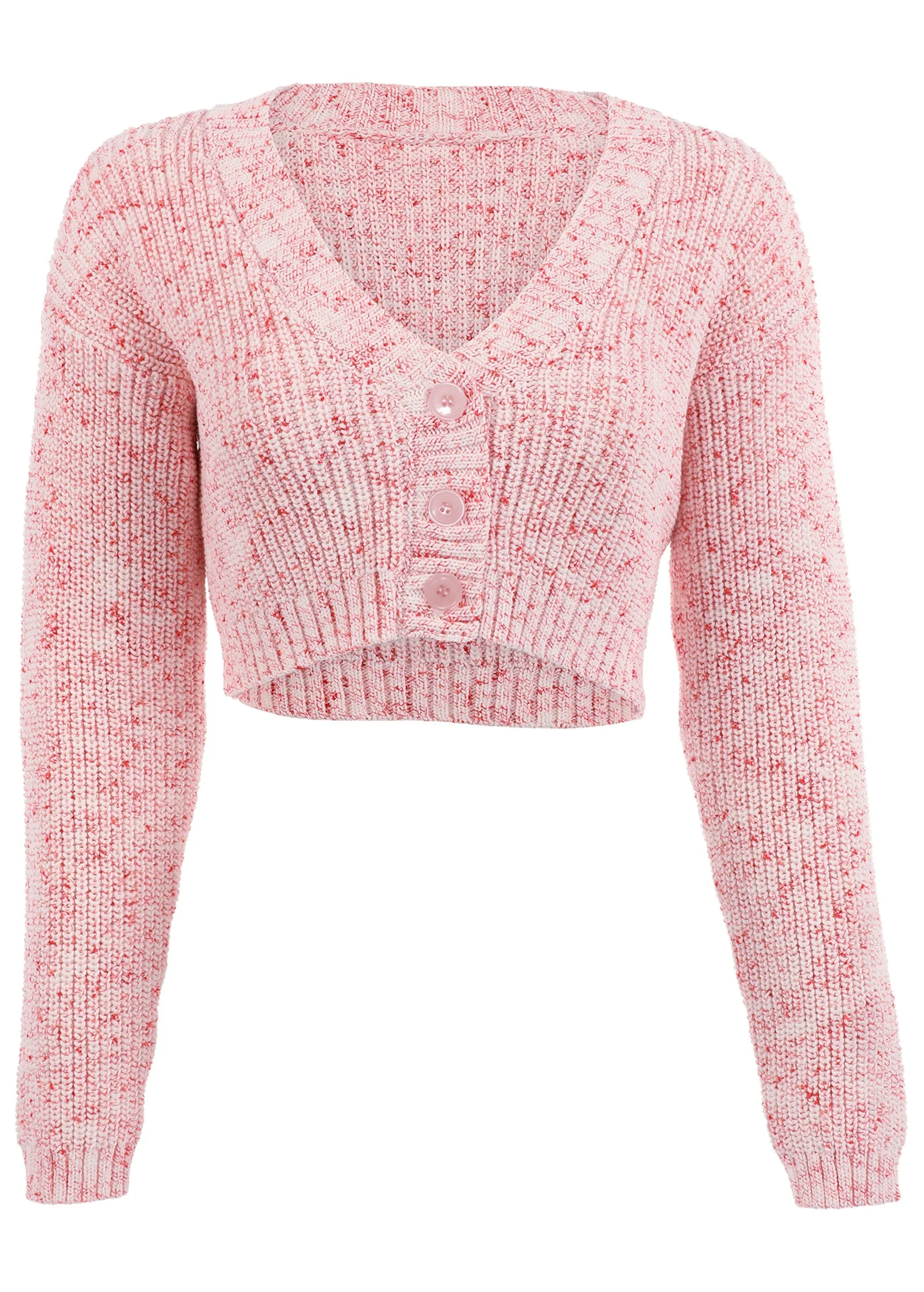 Marled Crop Cardigan - Coral - Image 4