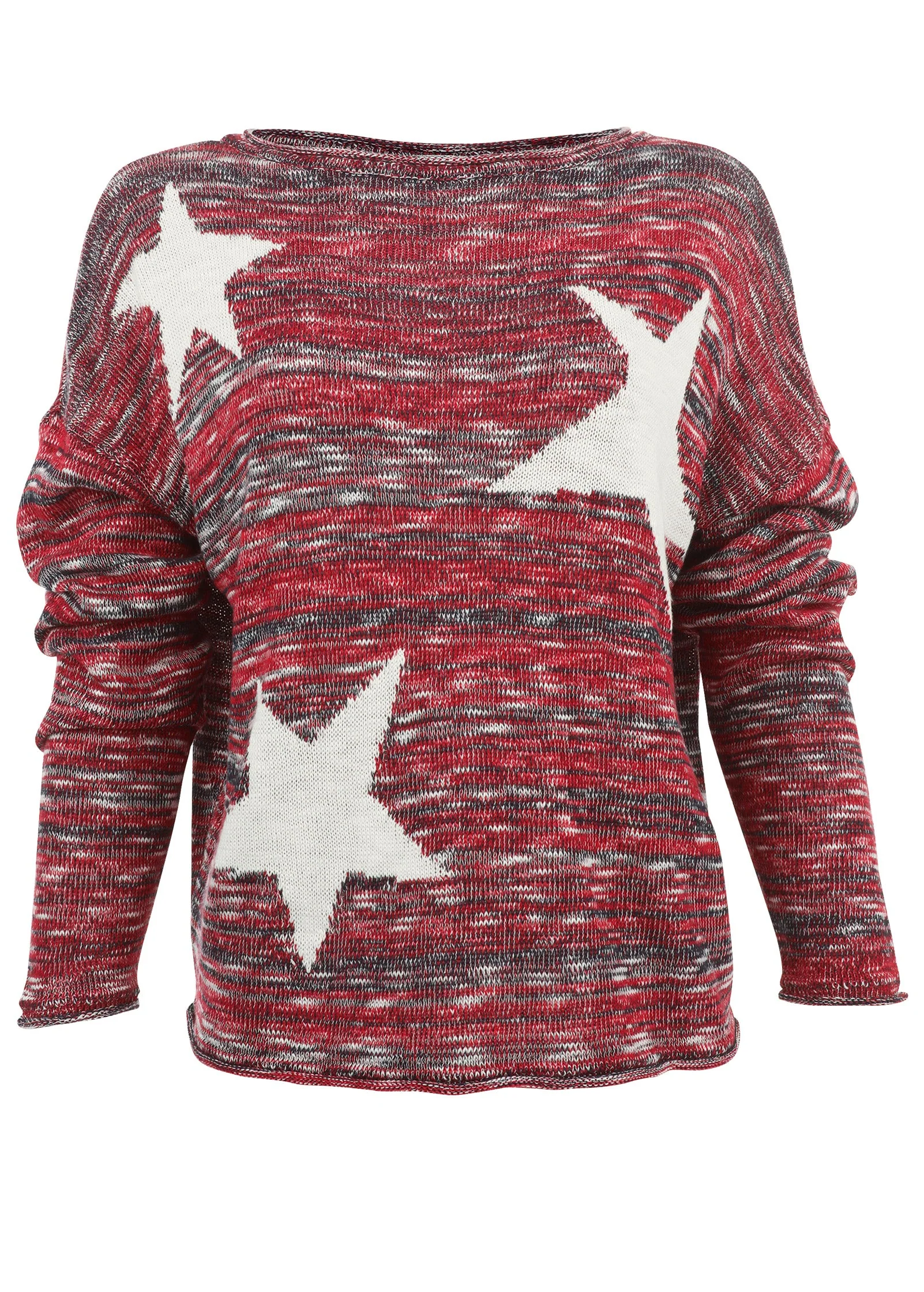 Cotton Slub Star Sweater - Racing Red Multi - Image 5