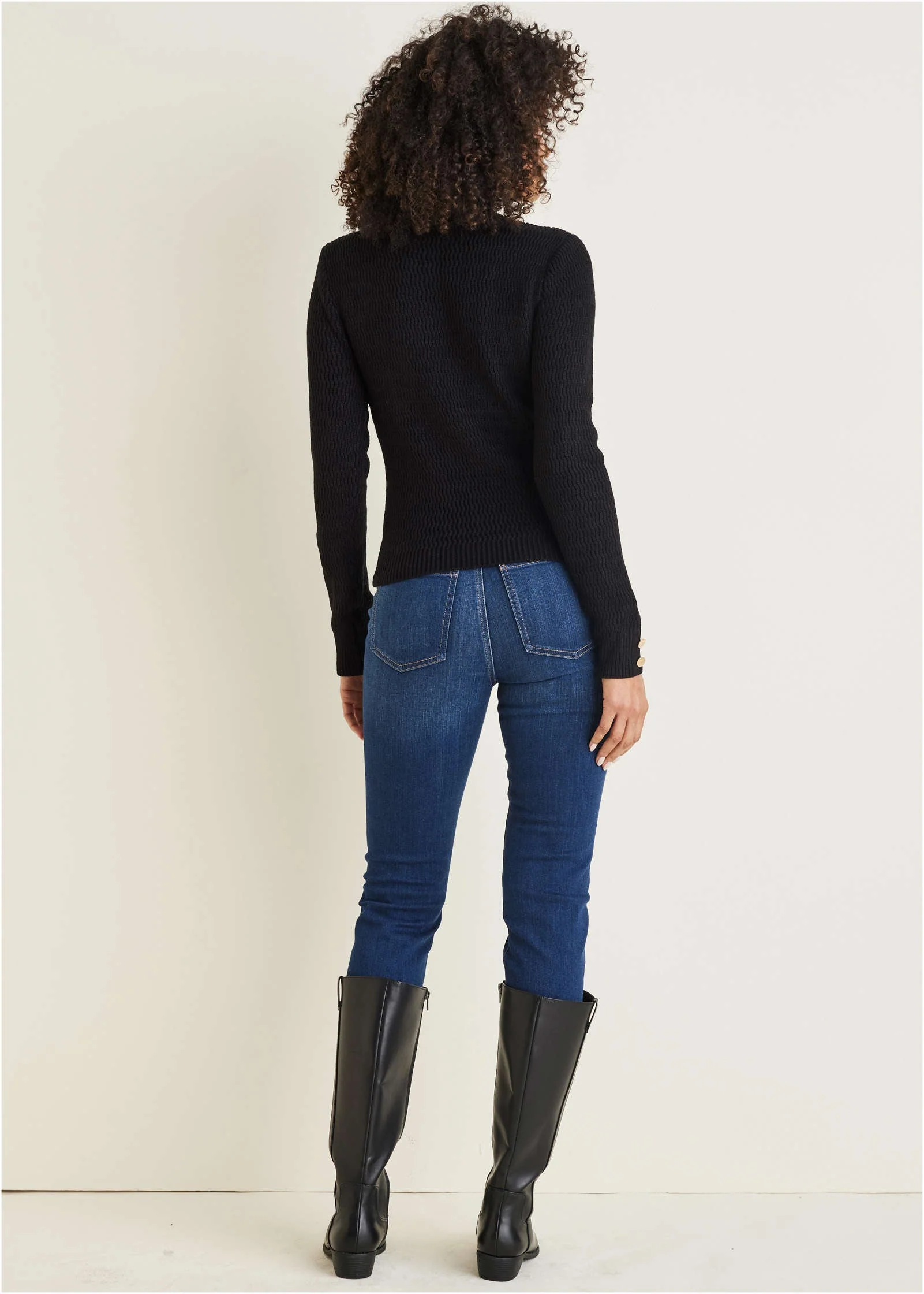 Open Stitch Sweater - Jet Black - Image 3
