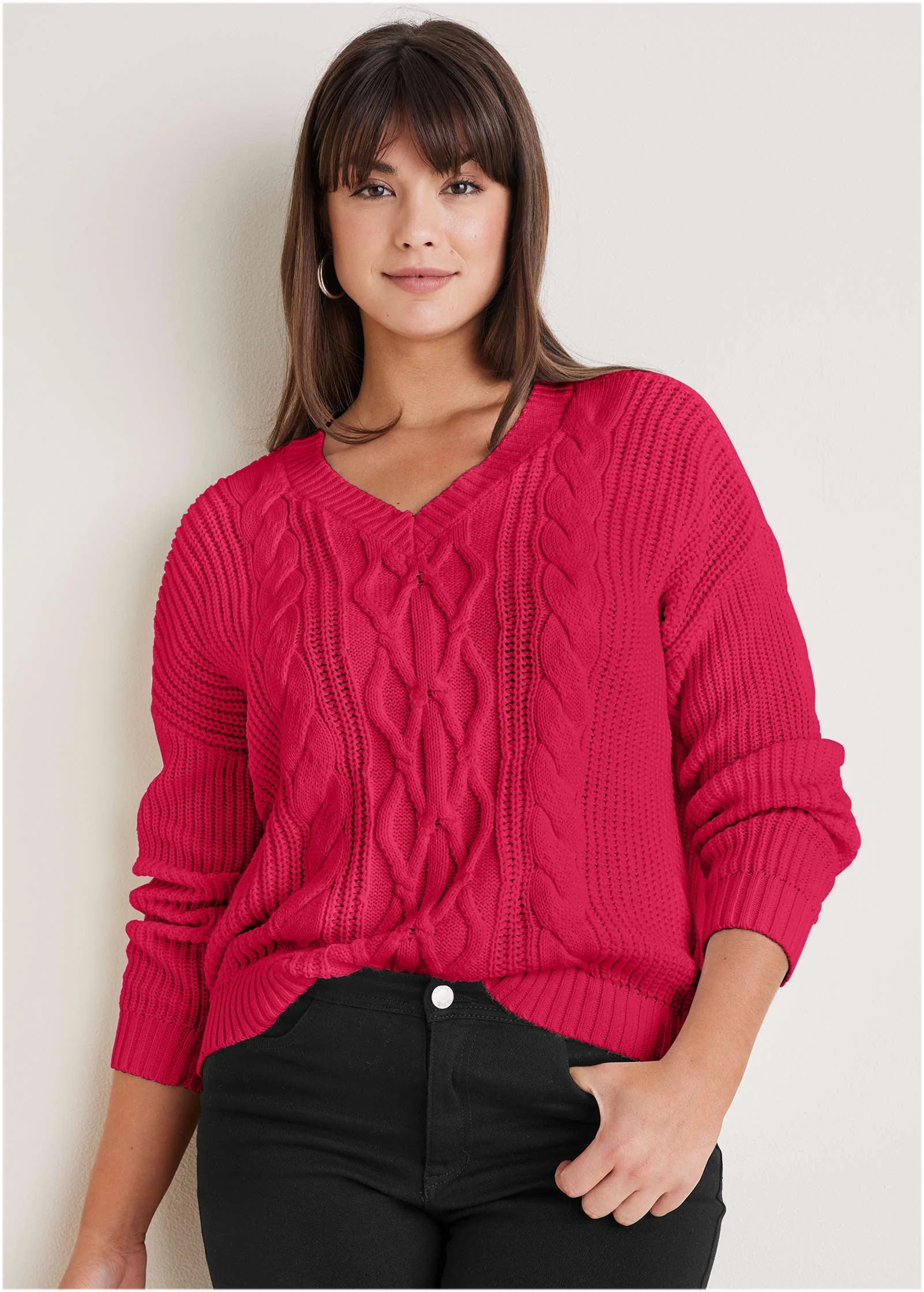 Cable Knit Sweater - Barberry - Image 6