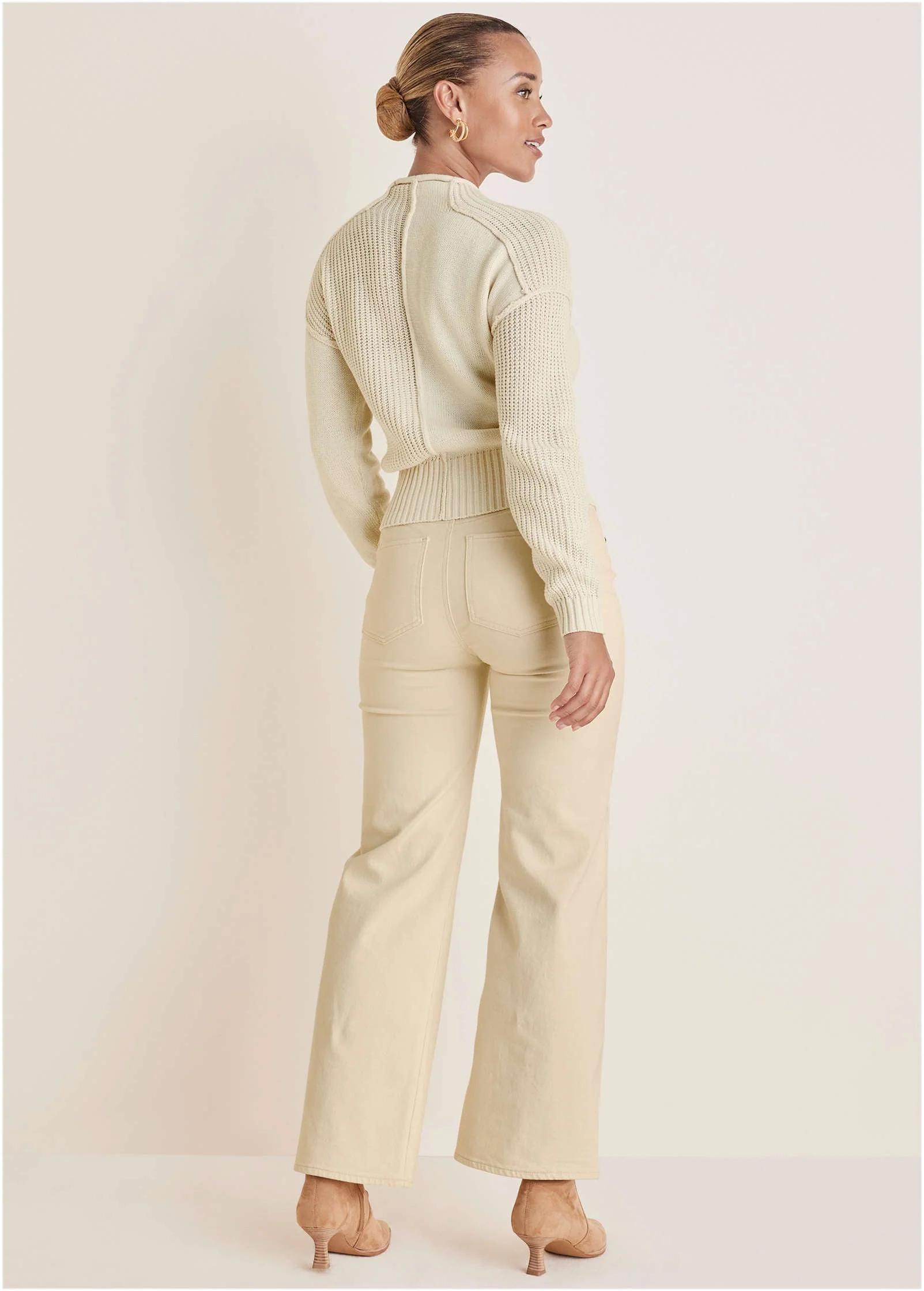 Mock Neck Knit Sweater - Off White - Image 4