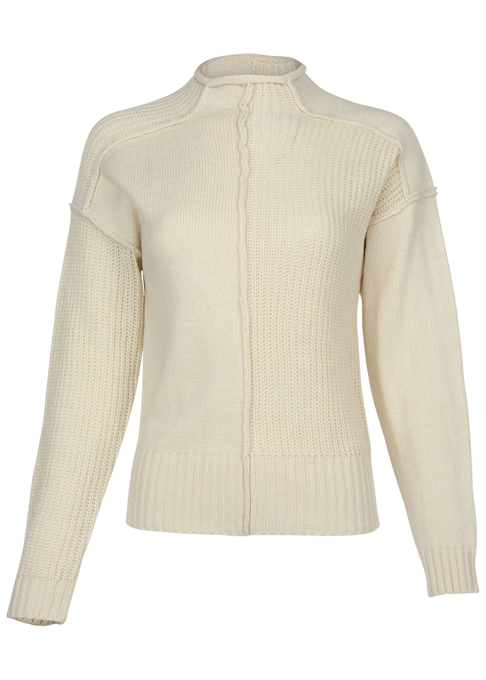 Mock Neck Knit Sweater - Off White - Image 6