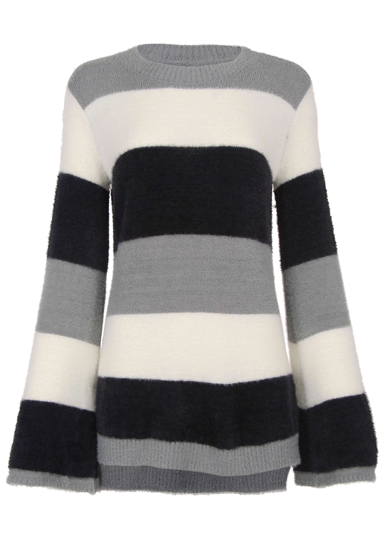 Eyelash Striped Sweater  - Black & White - Image 4
