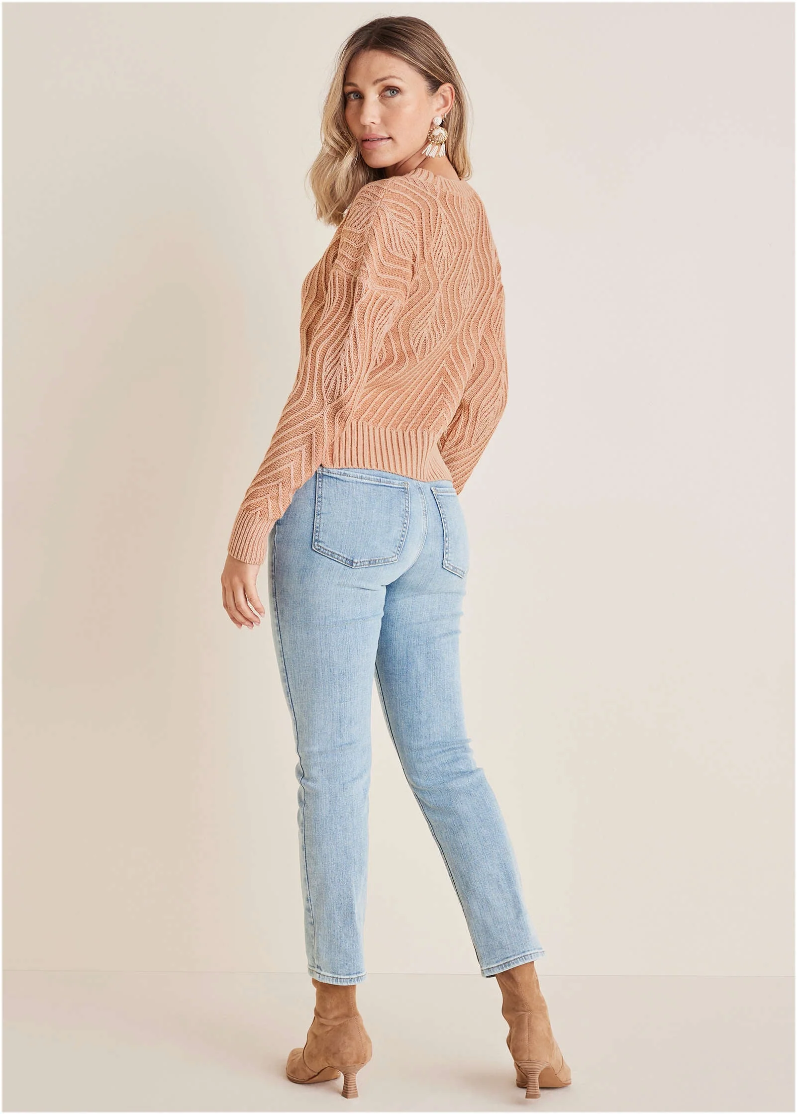 Stitch Interest Sweater - Muted Clay - Image 2