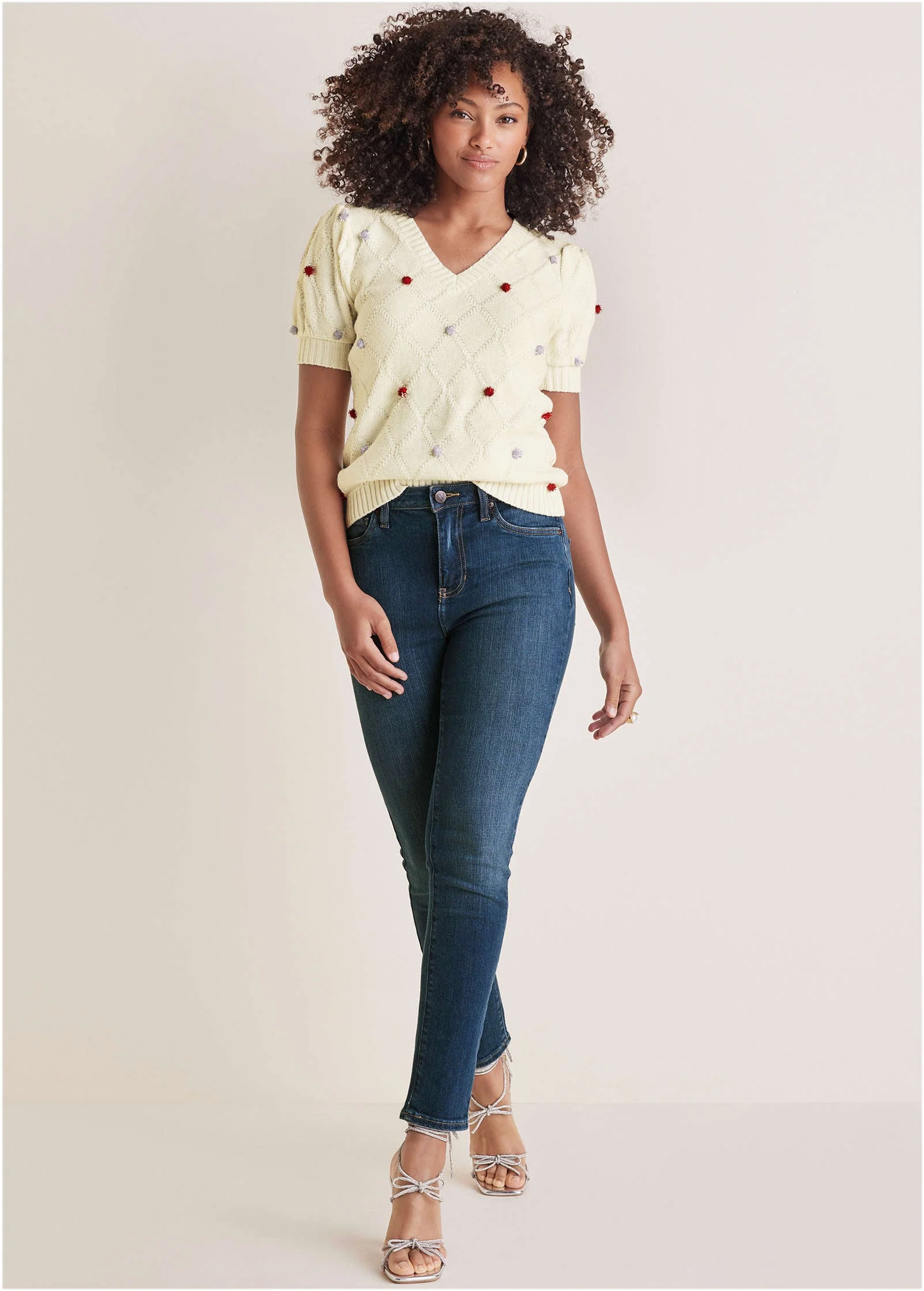 Pom Pom Sweater - White Multi - Image 3