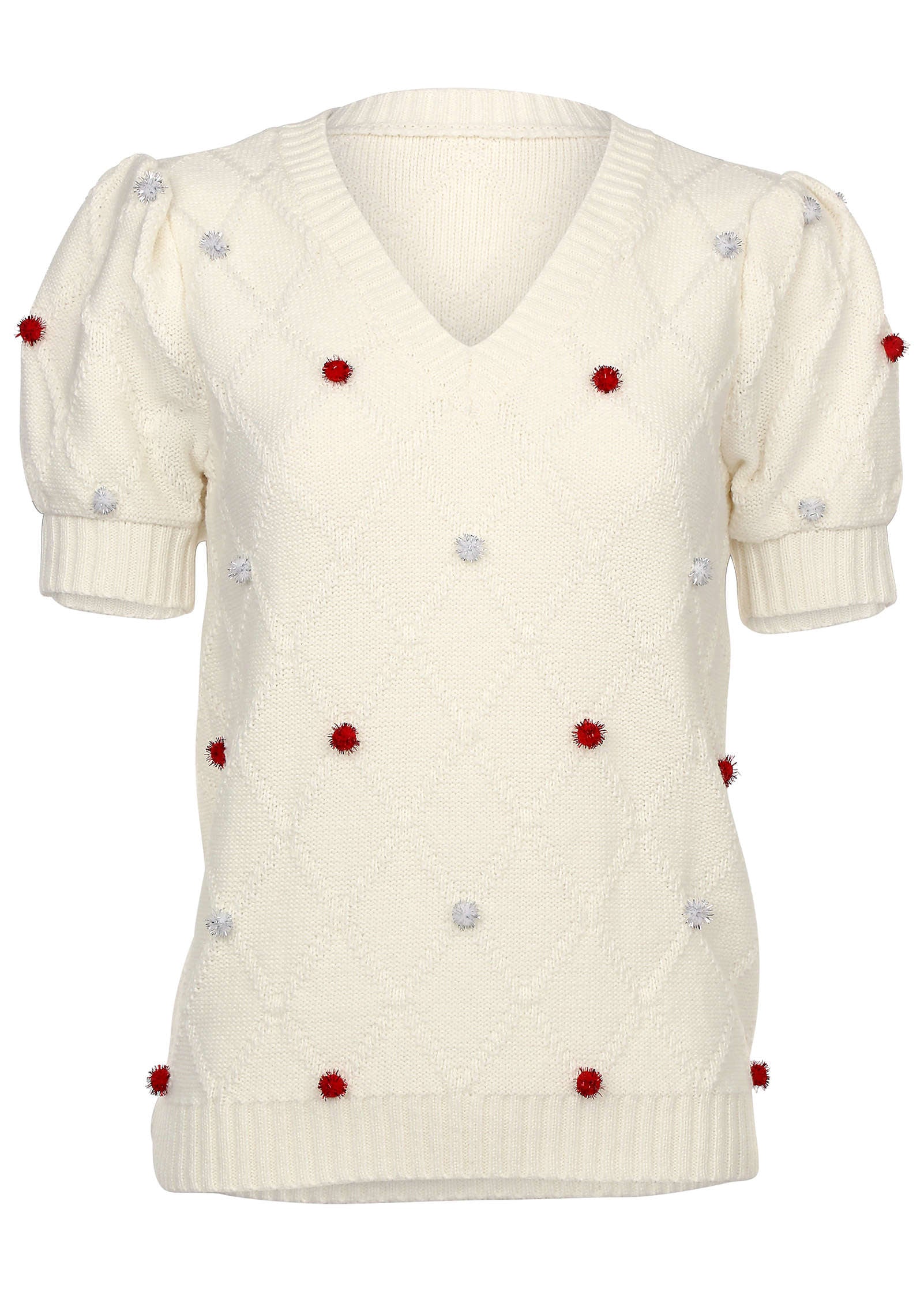 Pom Pom Sweater - White Multi - Image 6