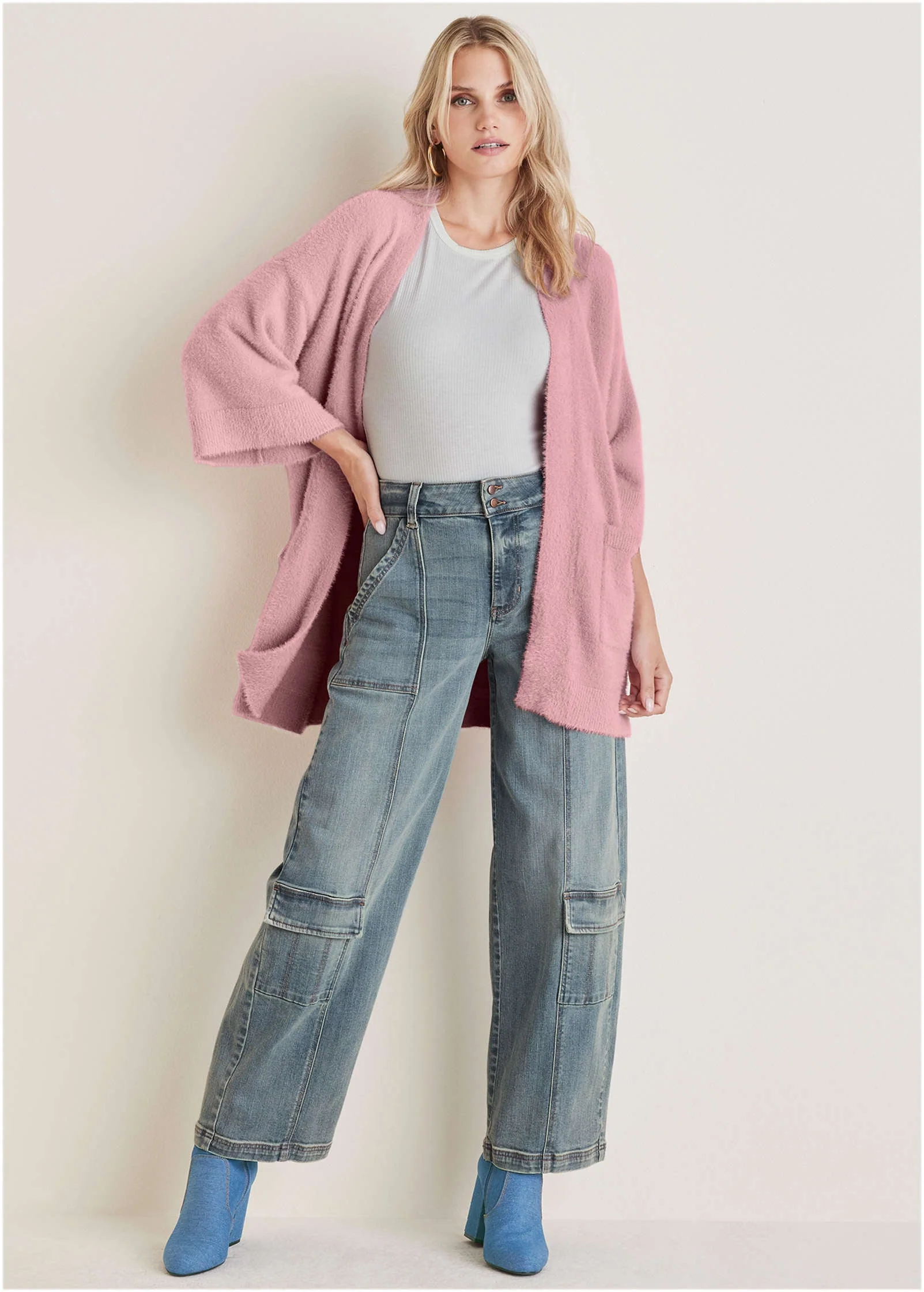 Eyelash Cardigan - Bleached Mauve - Image 2