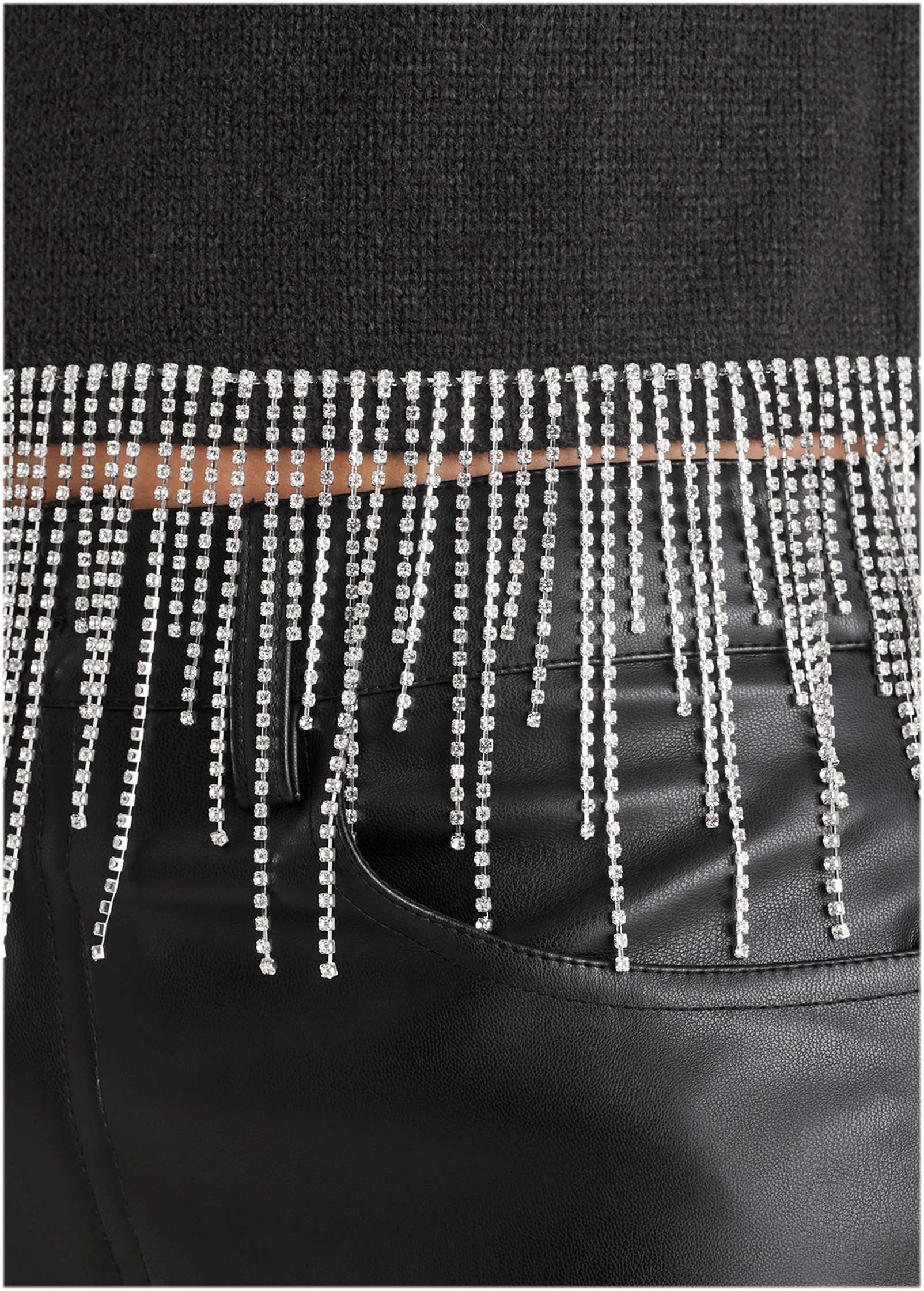 Rhinestone Trim Sweater  - Jet Black - Image 5