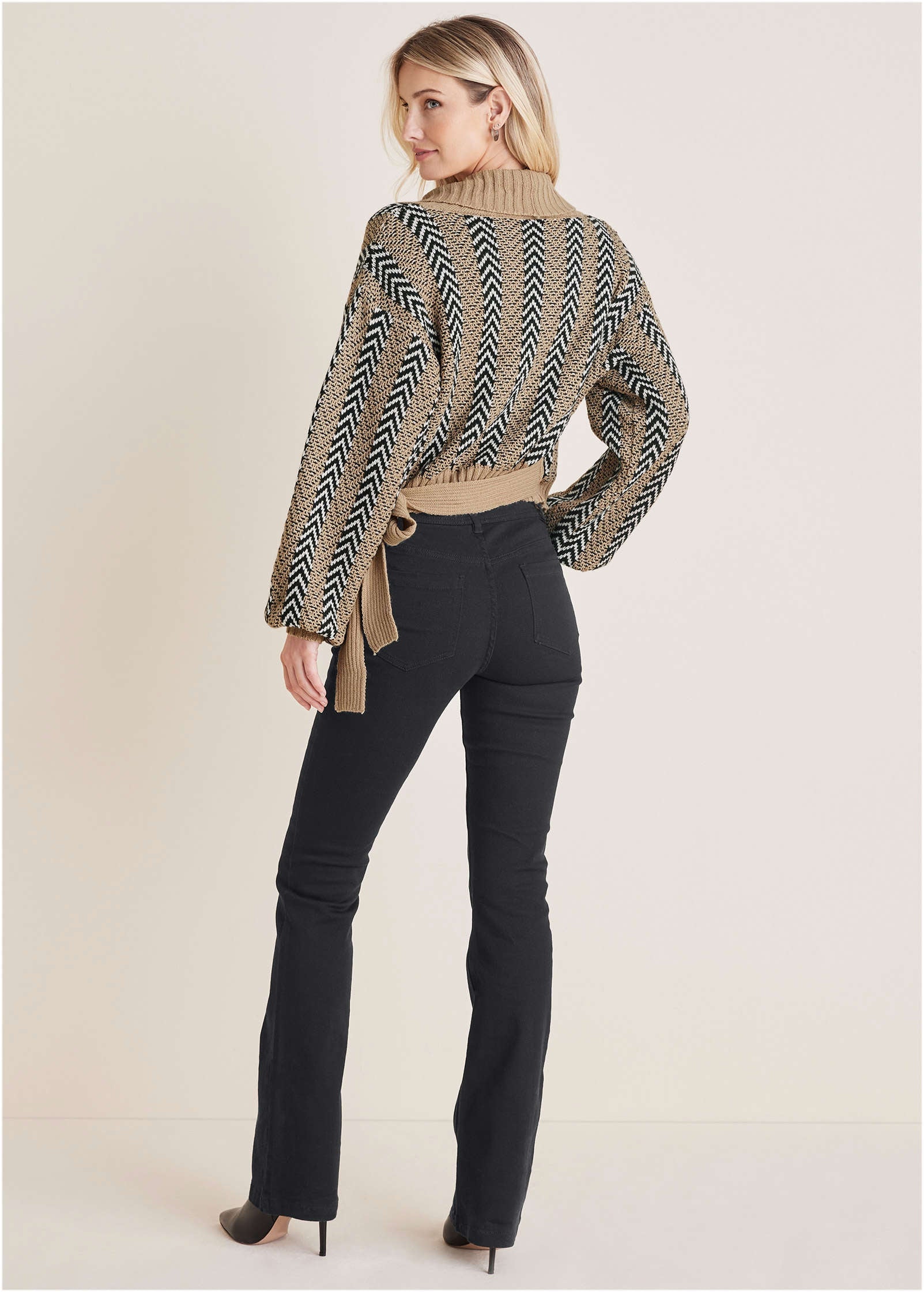 Wrap Cardigan - Tan Combo - Image 3