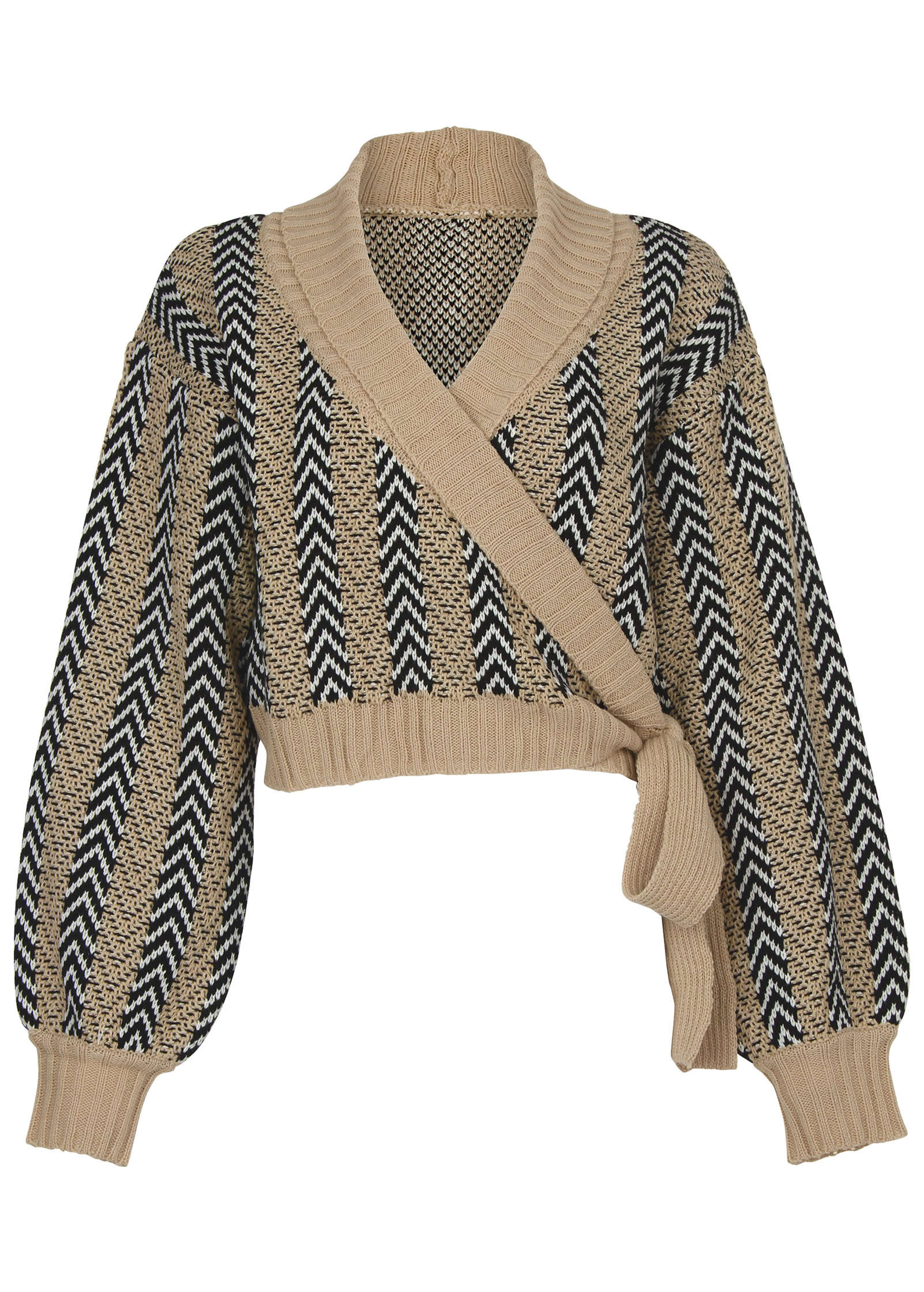Wrap Cardigan - Tan Combo - Image 5