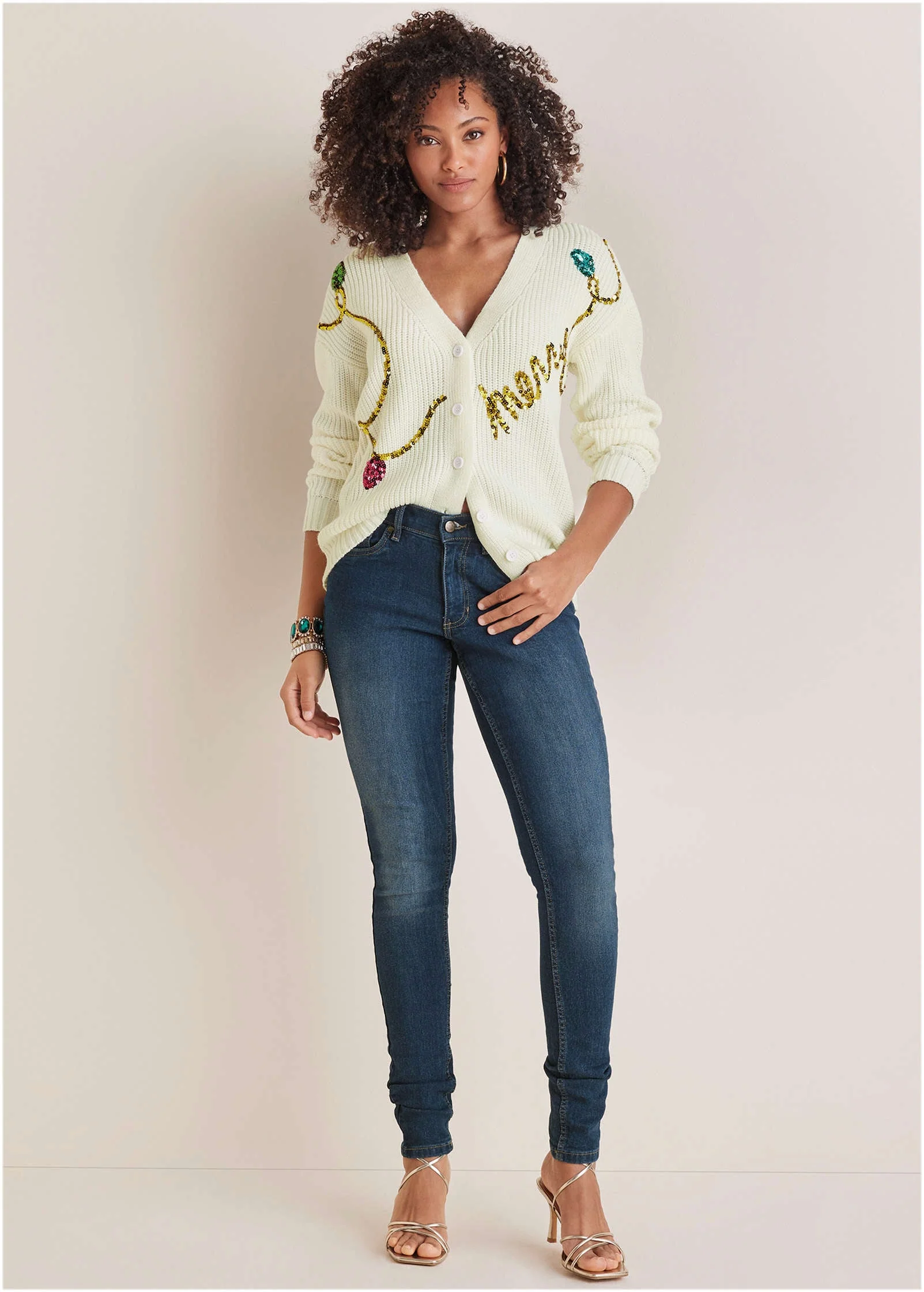 Merry Sequined Sweater - Cloud Dancer - Image 2