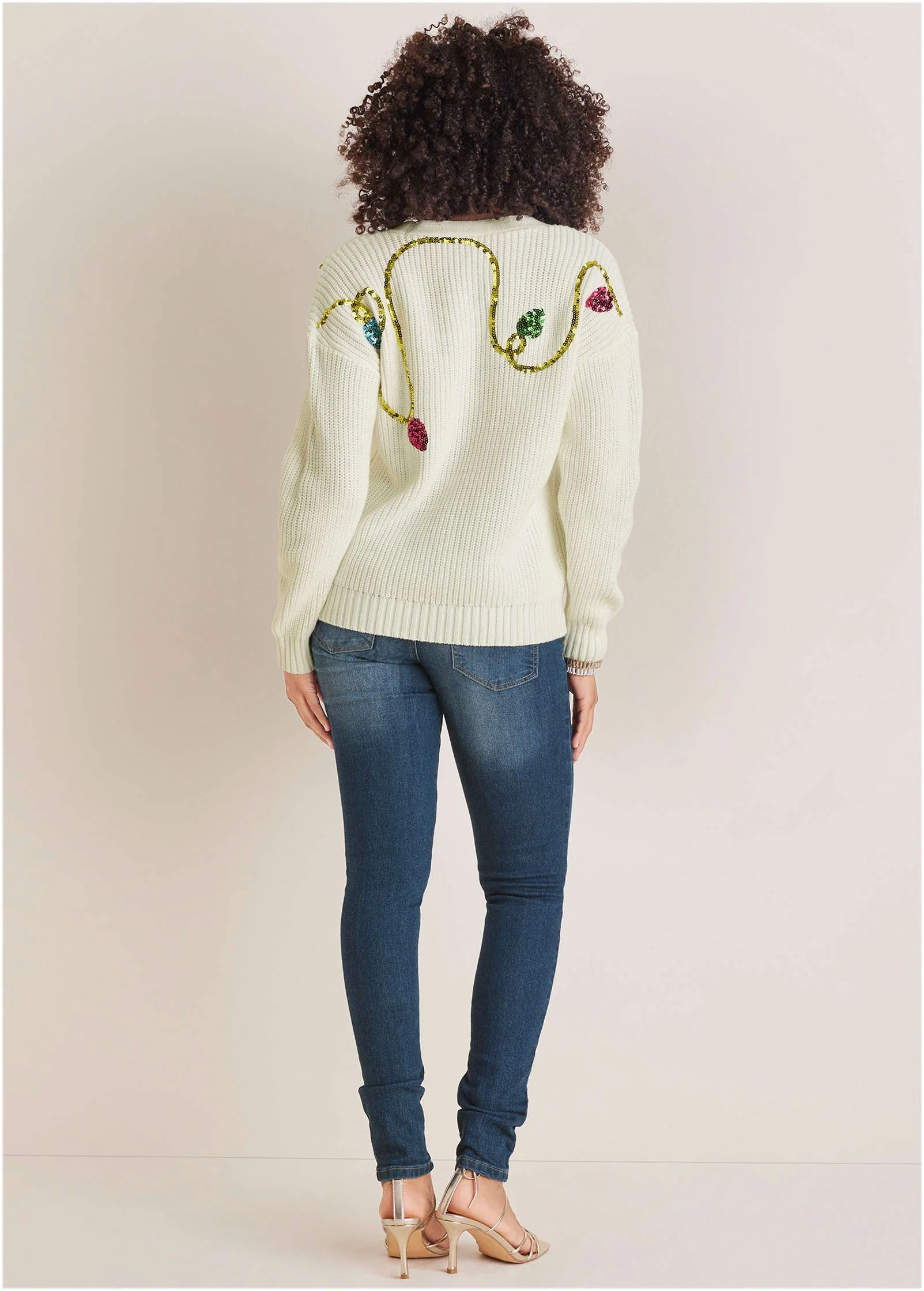 Merry Sequined Sweater - Cloud Dancer - Image 3