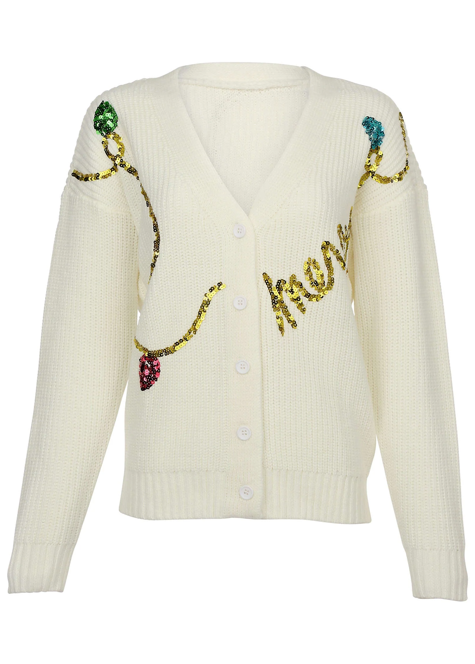 Merry Sequined Sweater - Cloud Dancer - Image 5