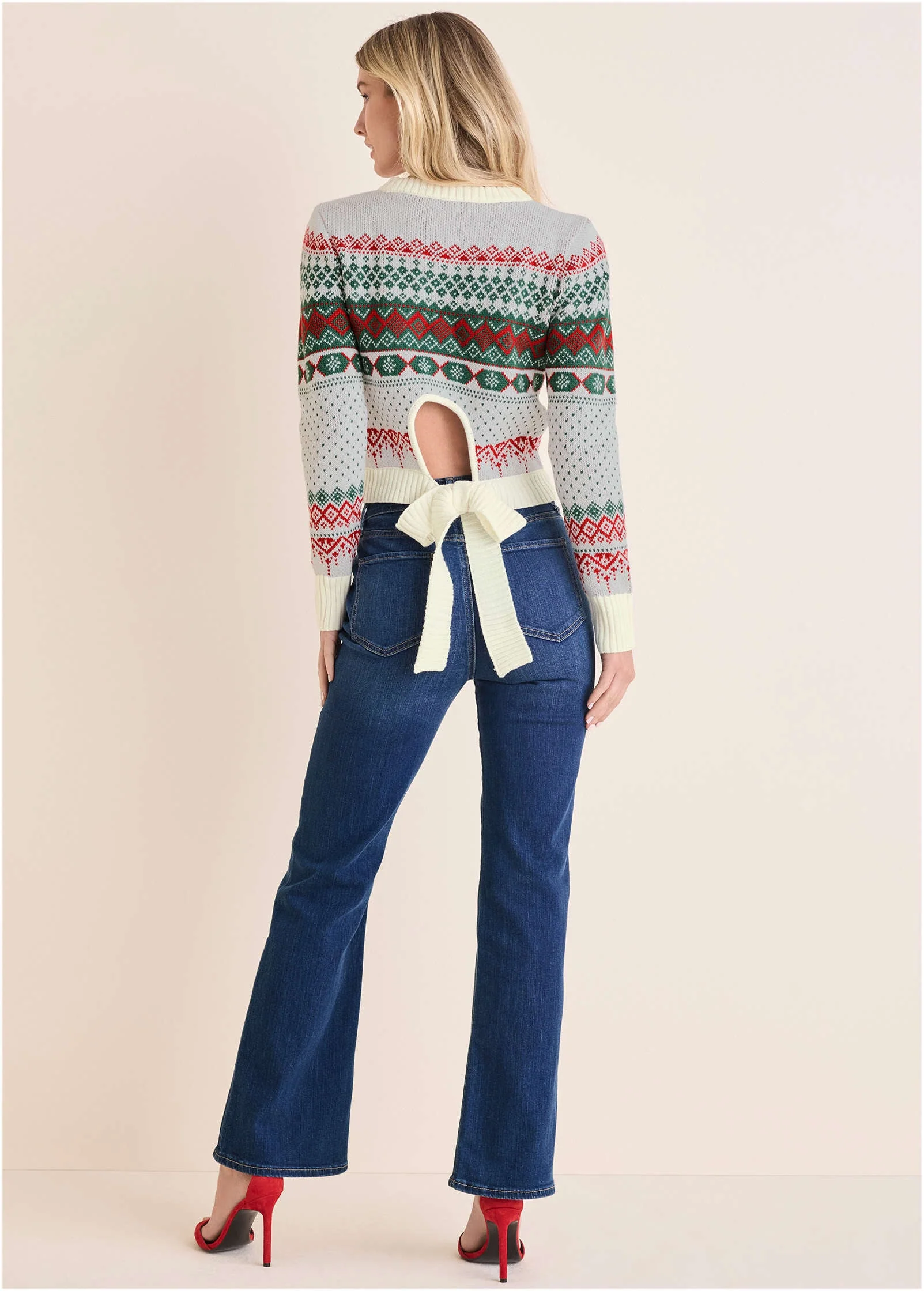 Fair Isle Sweater - Red & Green Multi - Image 2
