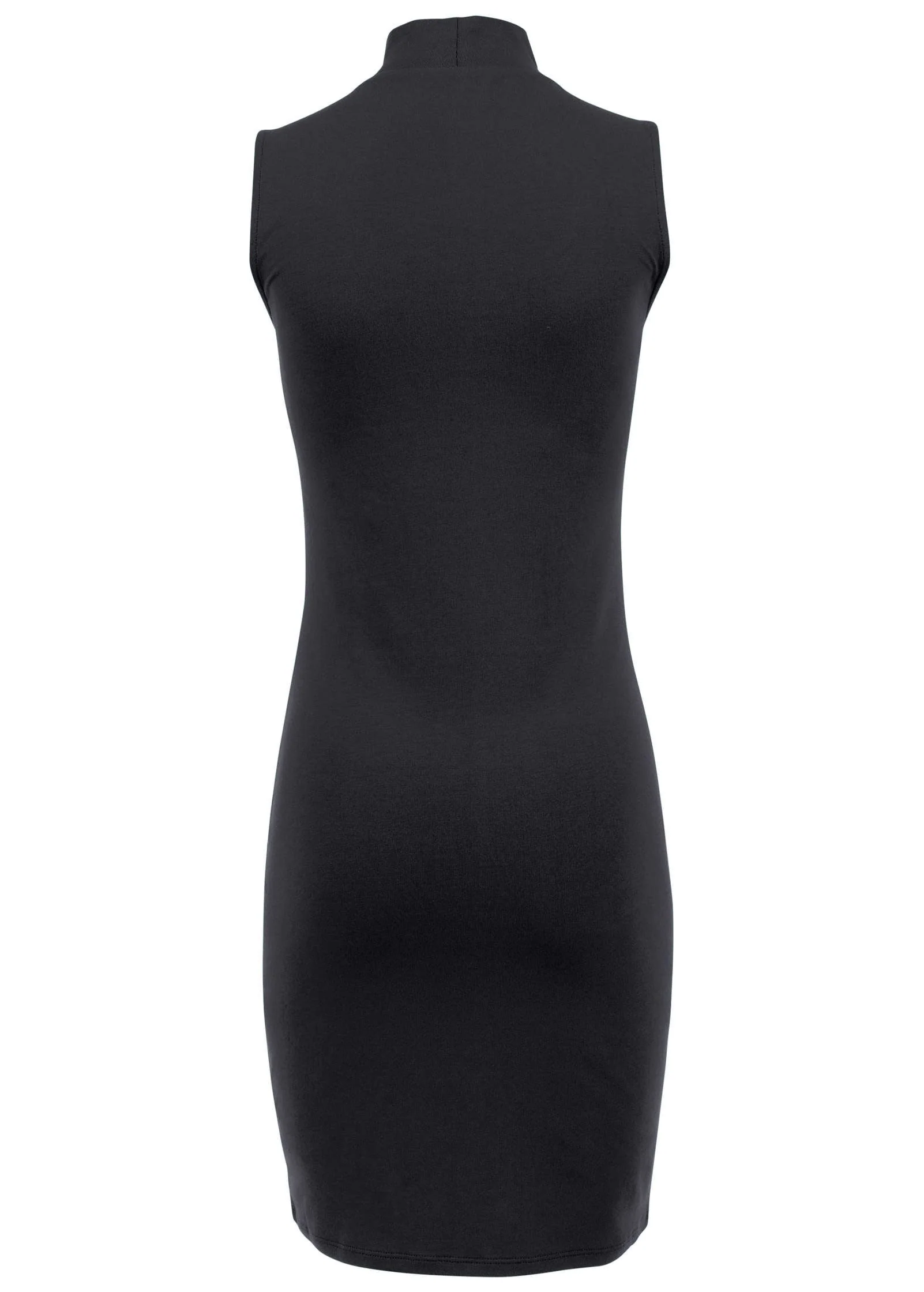 Mock Neck Mini Dress - Jet Black - Image 4