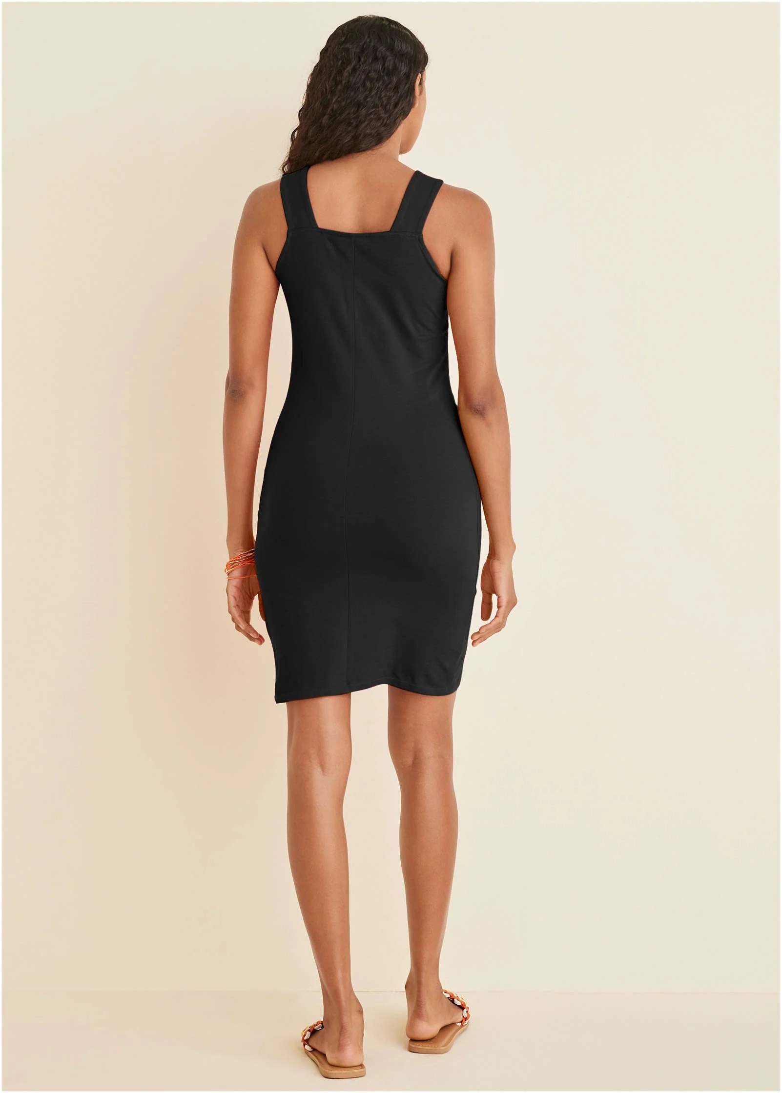 Square Neck Tank Dress - Jet Black - Image 2