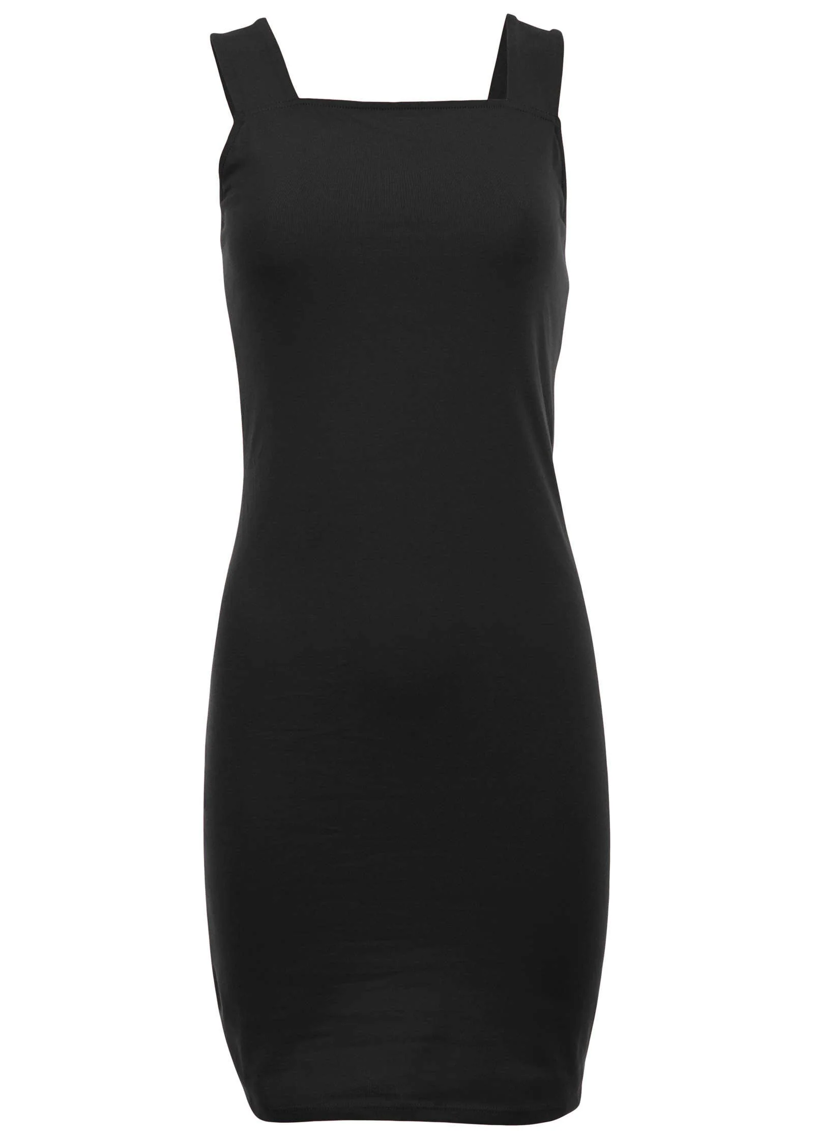 Square Neck Tank Dress - Jet Black - Image 3