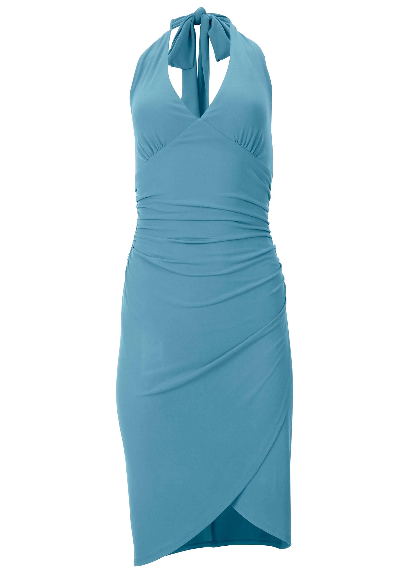 Halter Wrap Dress - Blue - Image 4