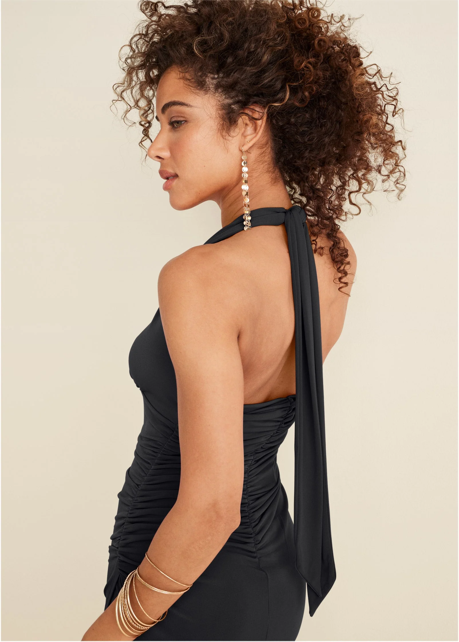 Halter Wrap Dress - Jet Black - Image 3