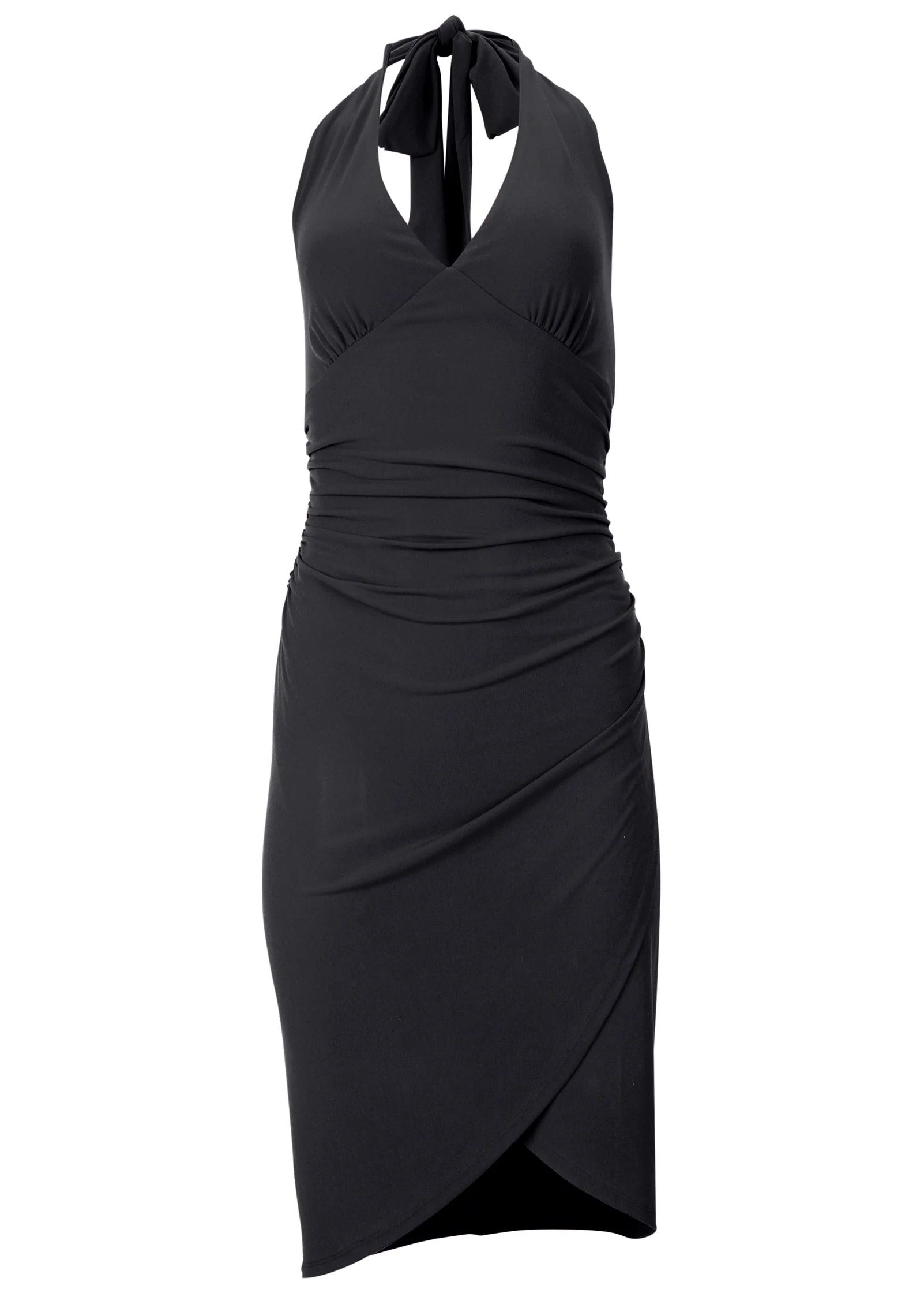 Halter Wrap Dress - Jet Black - Image 4