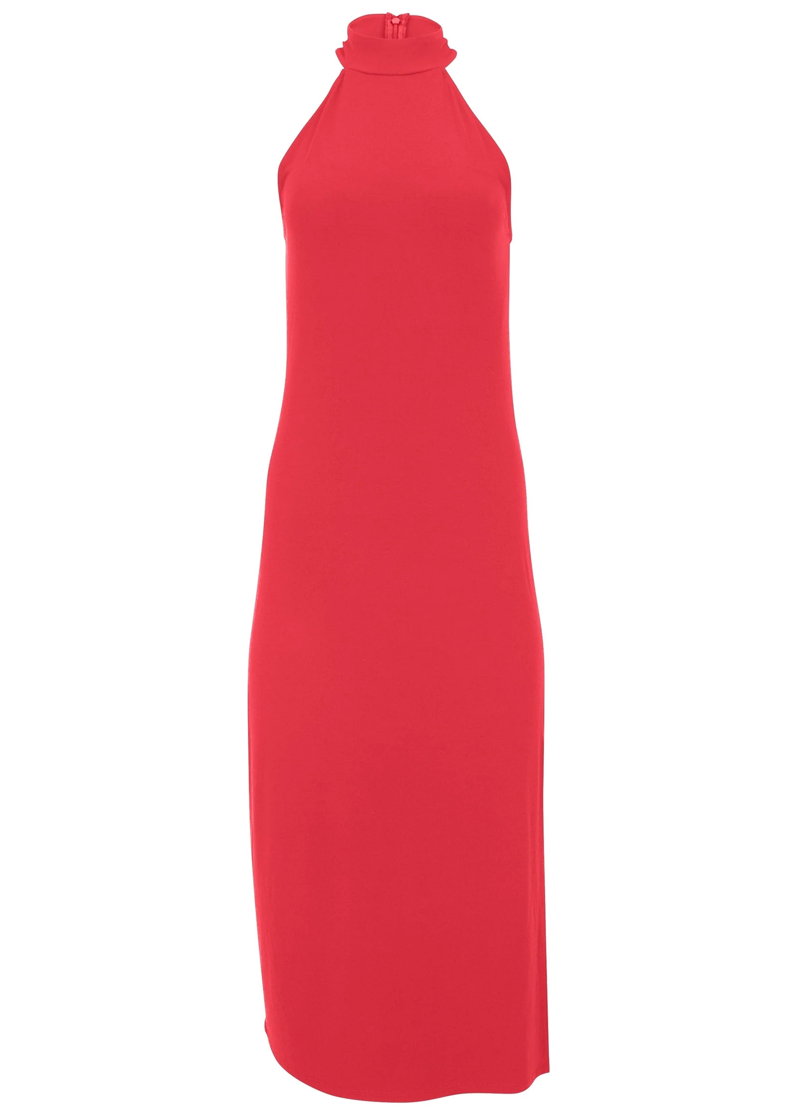 High Neck Midi Dress - Red - Image 4