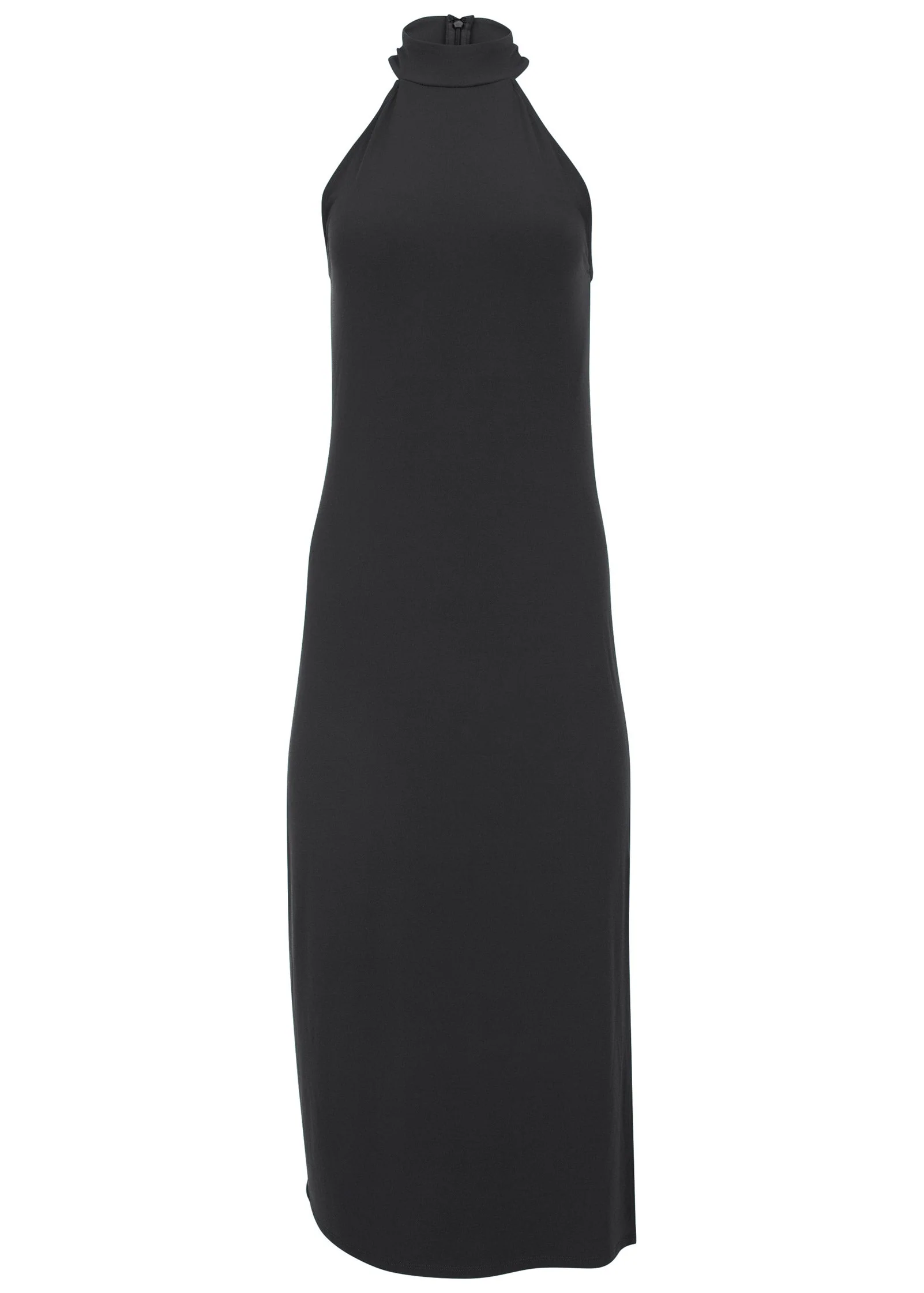 High Neck Midi Dress - Jet Black - Image 3
