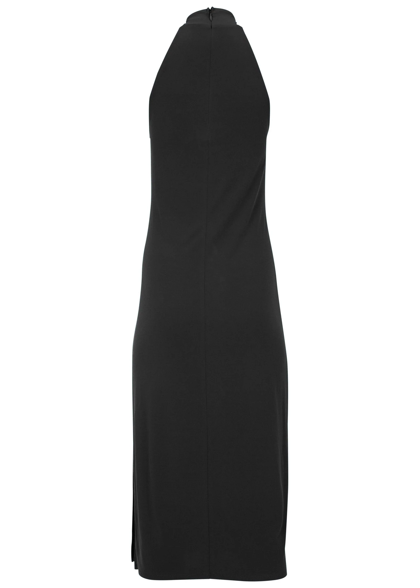 High Neck Midi Dress - Jet Black - Image 4