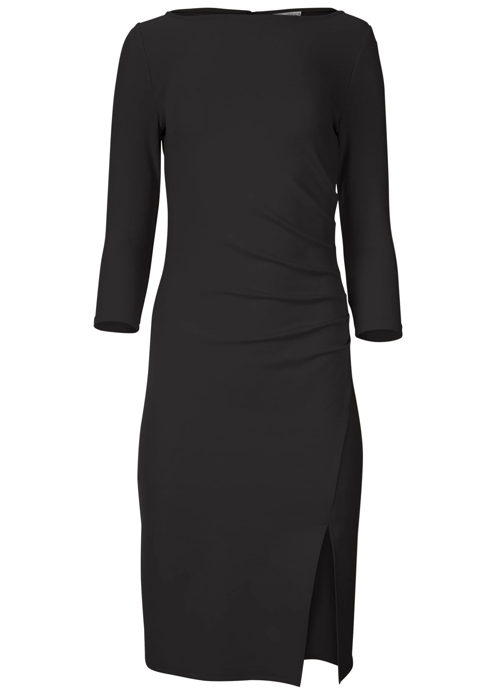 Ponte Ruched Dress - Jet Black - Image 3