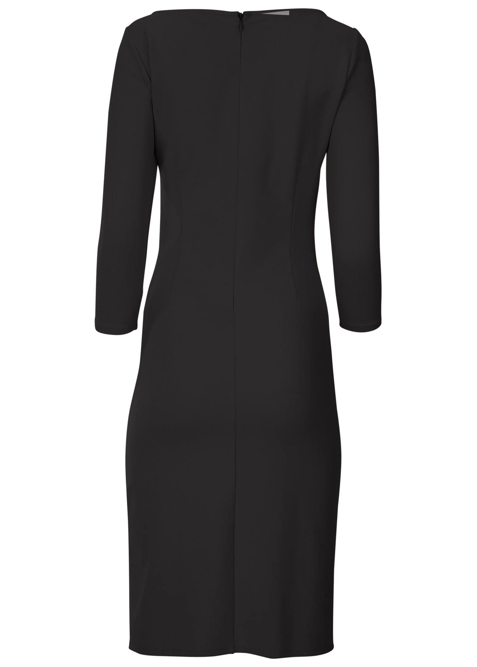 Ponte Ruched Dress - Jet Black - Image 4