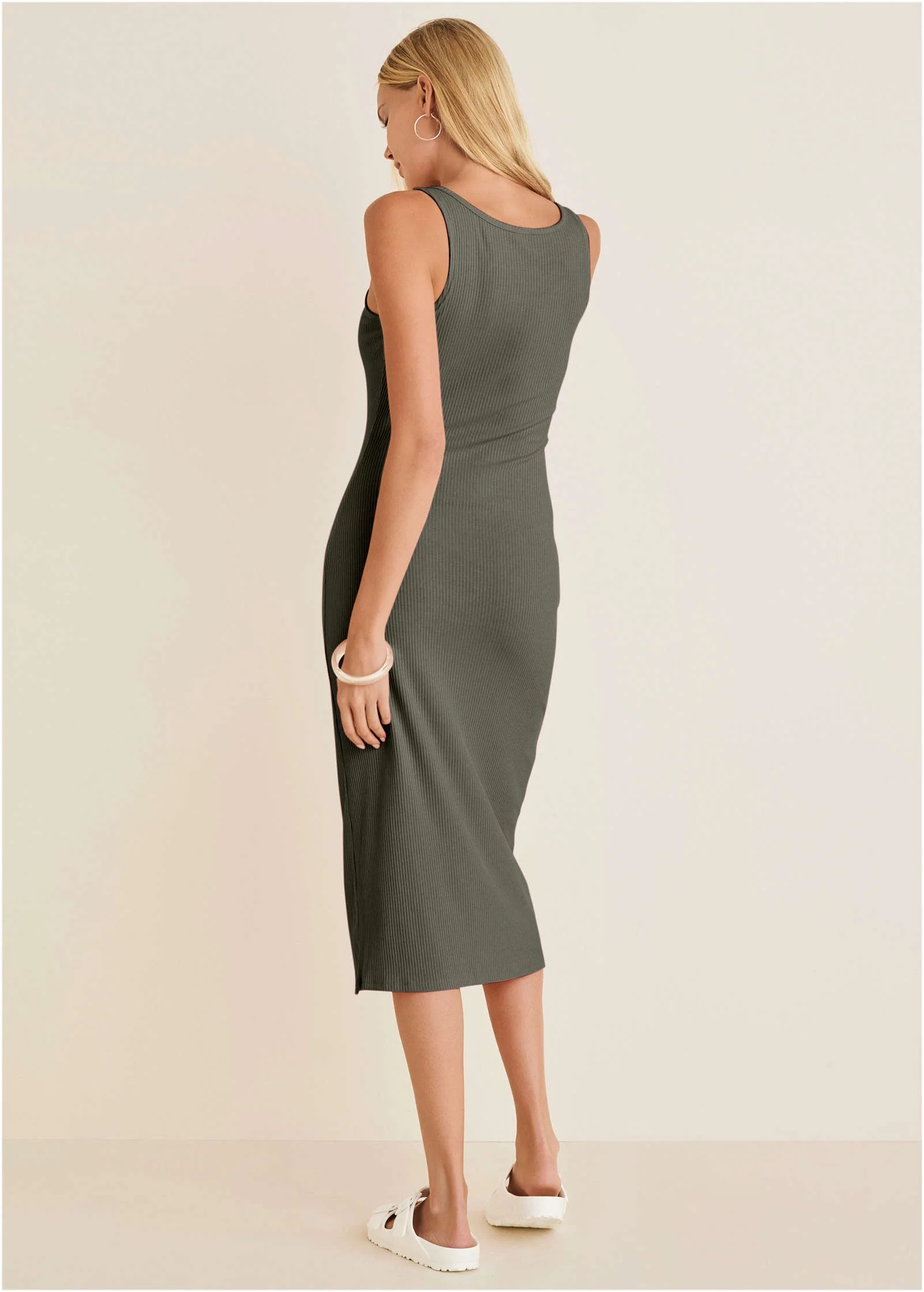 Henley Midi Dress - Olive - Image 2