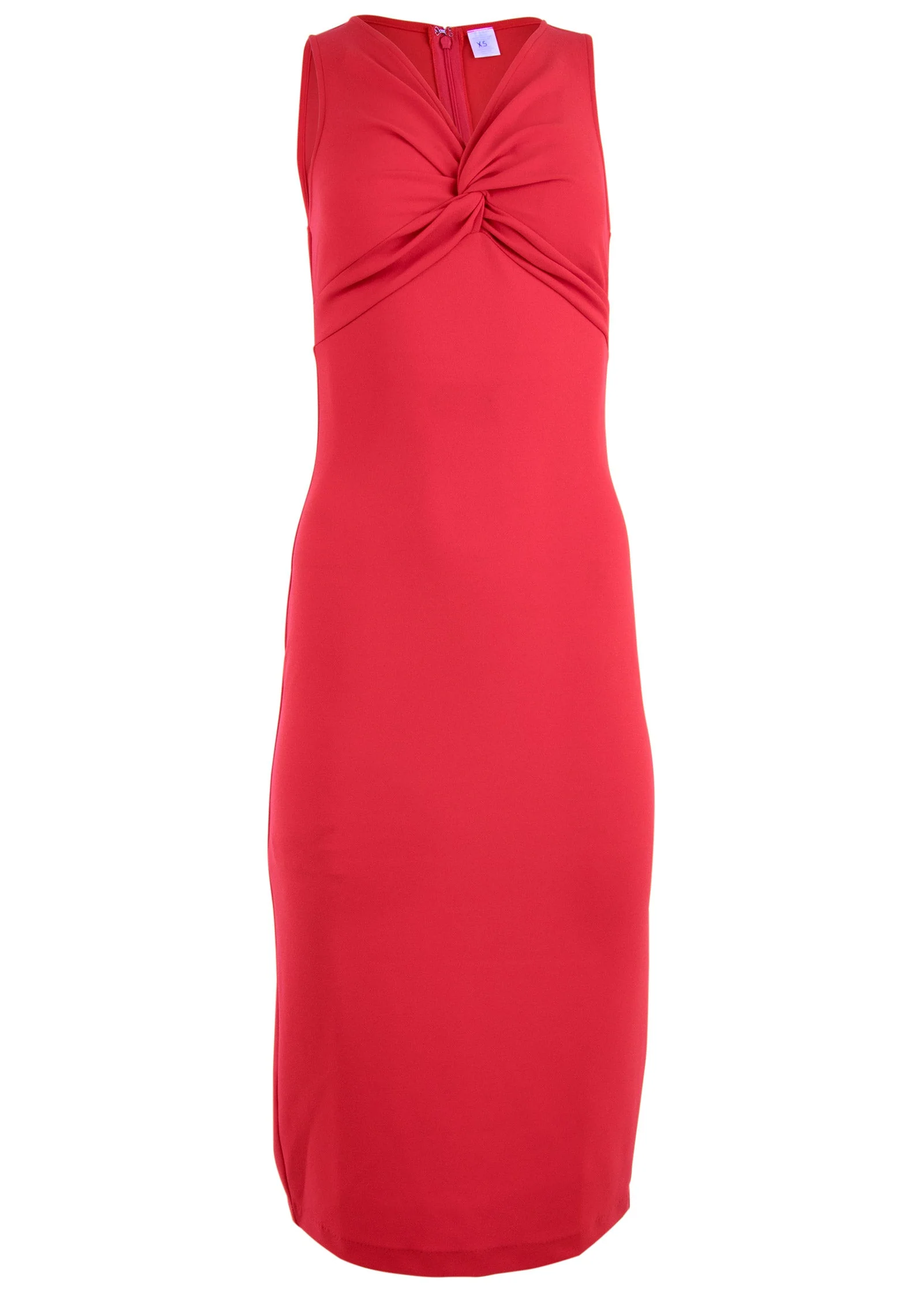 Twist Front Midi Dress - Red - Image 4