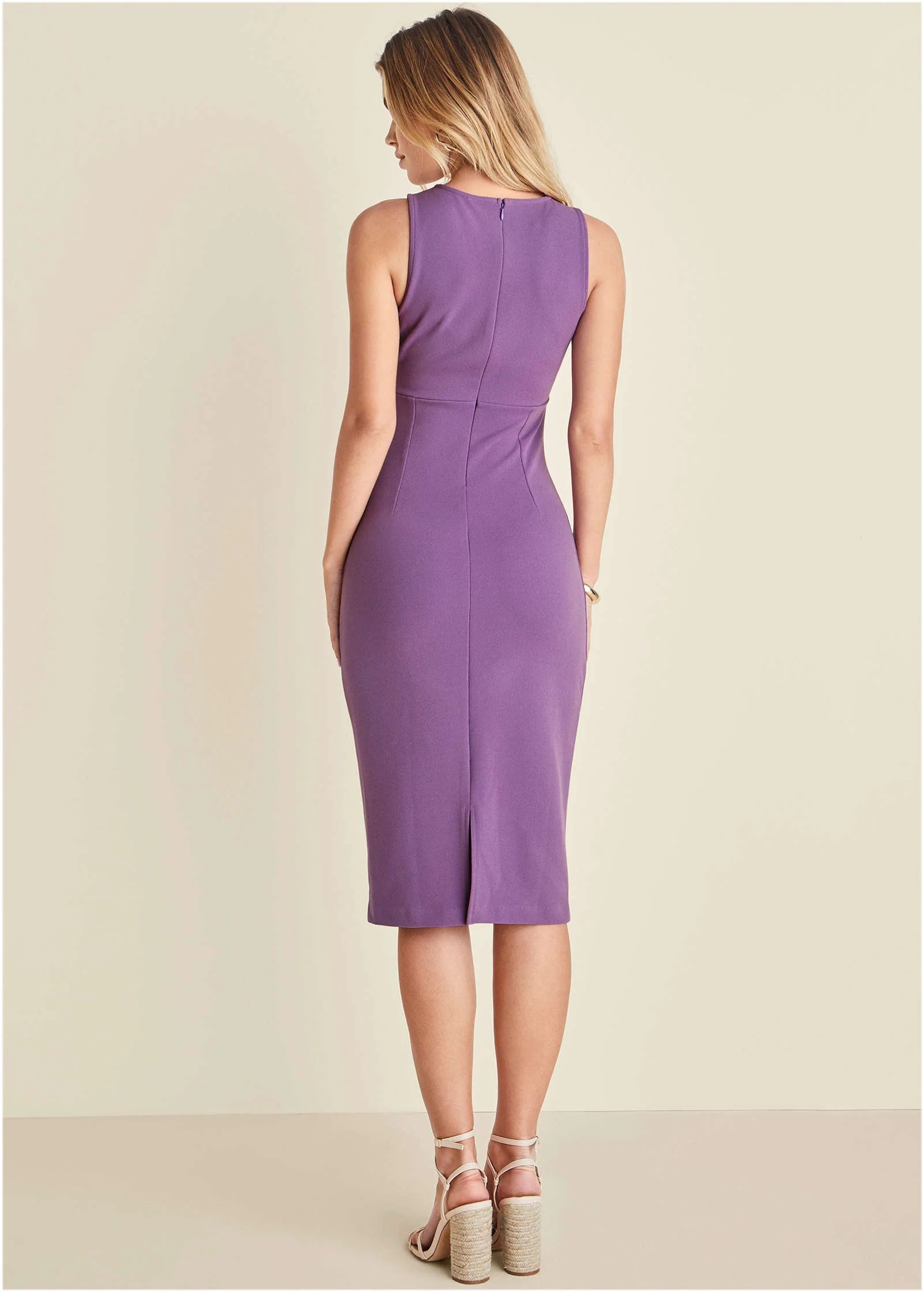 Twist Front Midi Dress - Purple - Image 2