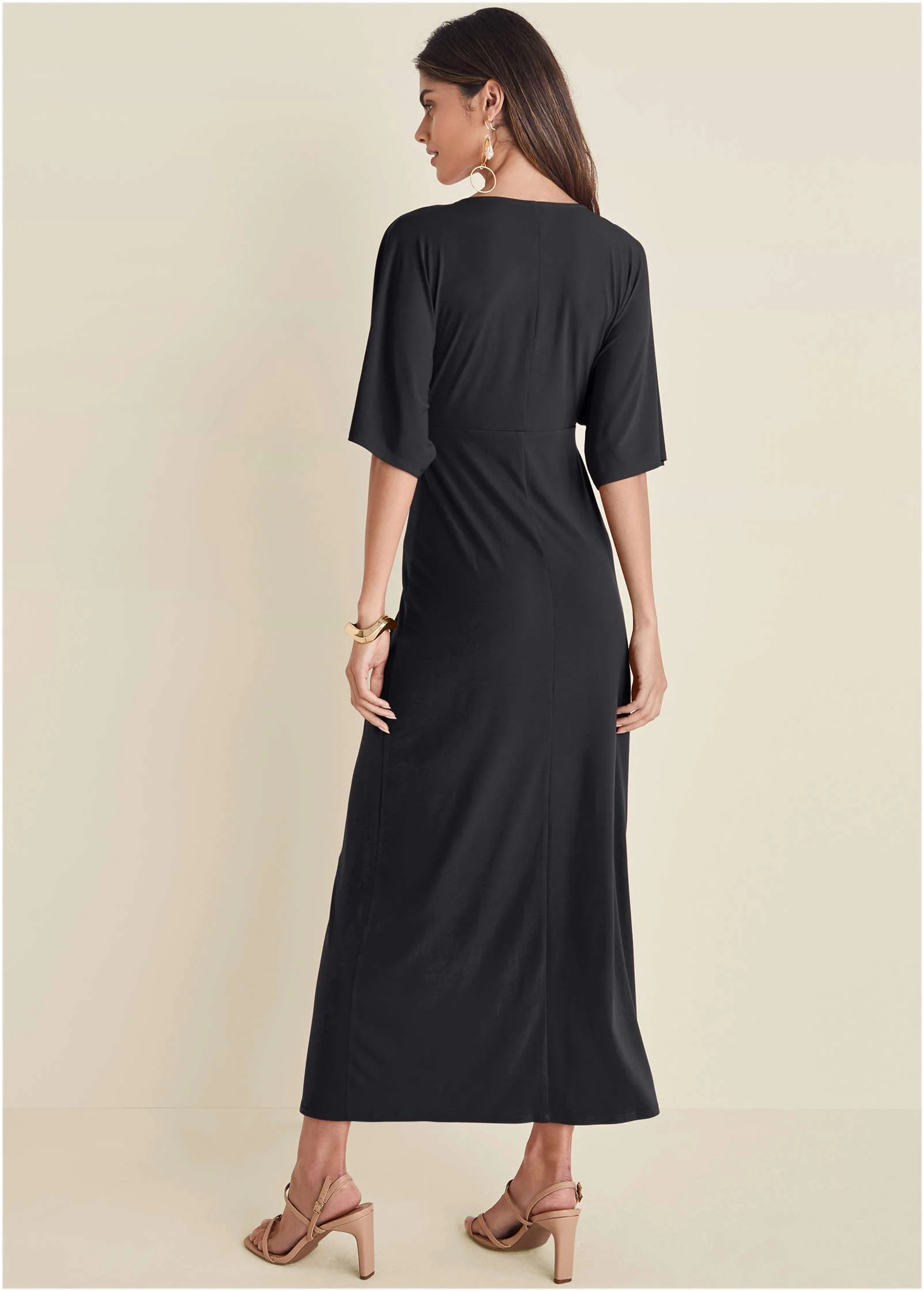 Twist Front Maxi Dress - Jet Black - Image 2