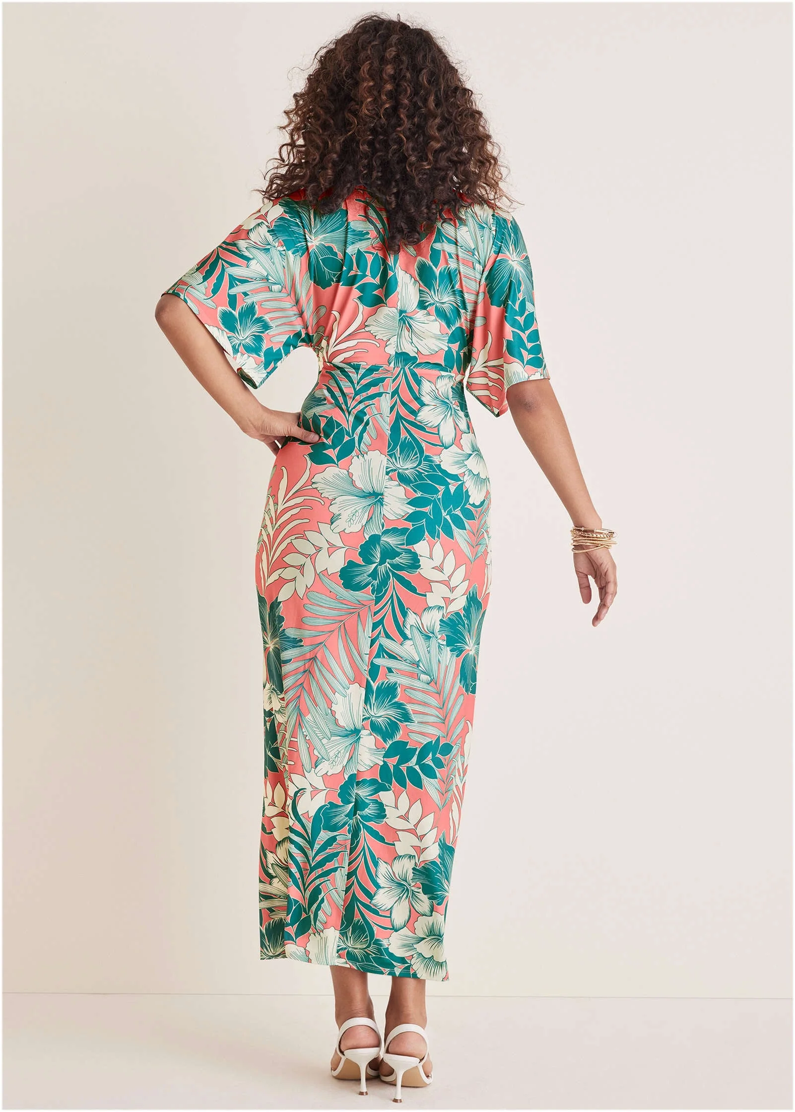 Twist Front Maxi Dress - Tropicana Peach Floral - Image 2