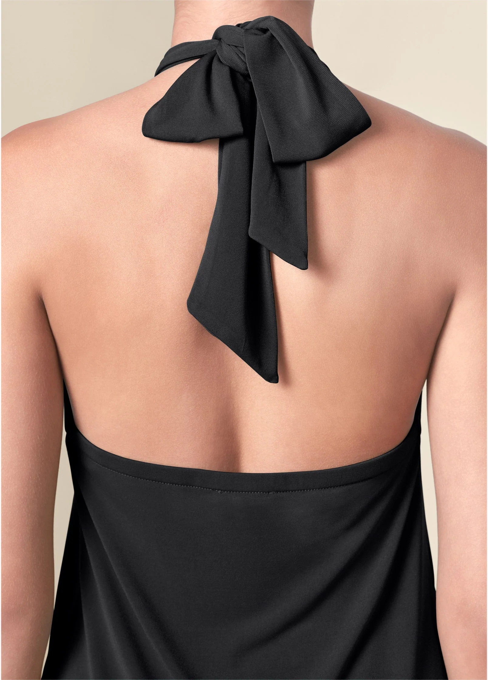 Halter Tie Dress - Jet Black - Image 4