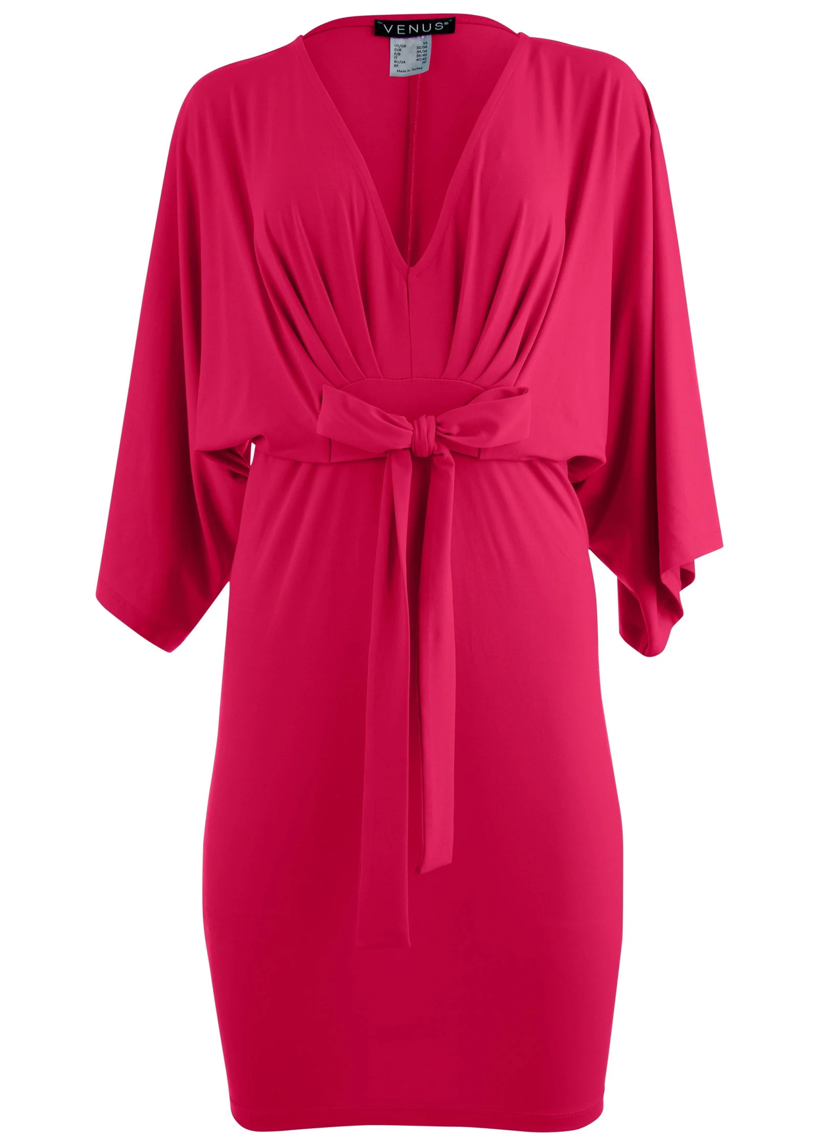 Tie Front Dress - Dark Pink - Image 4